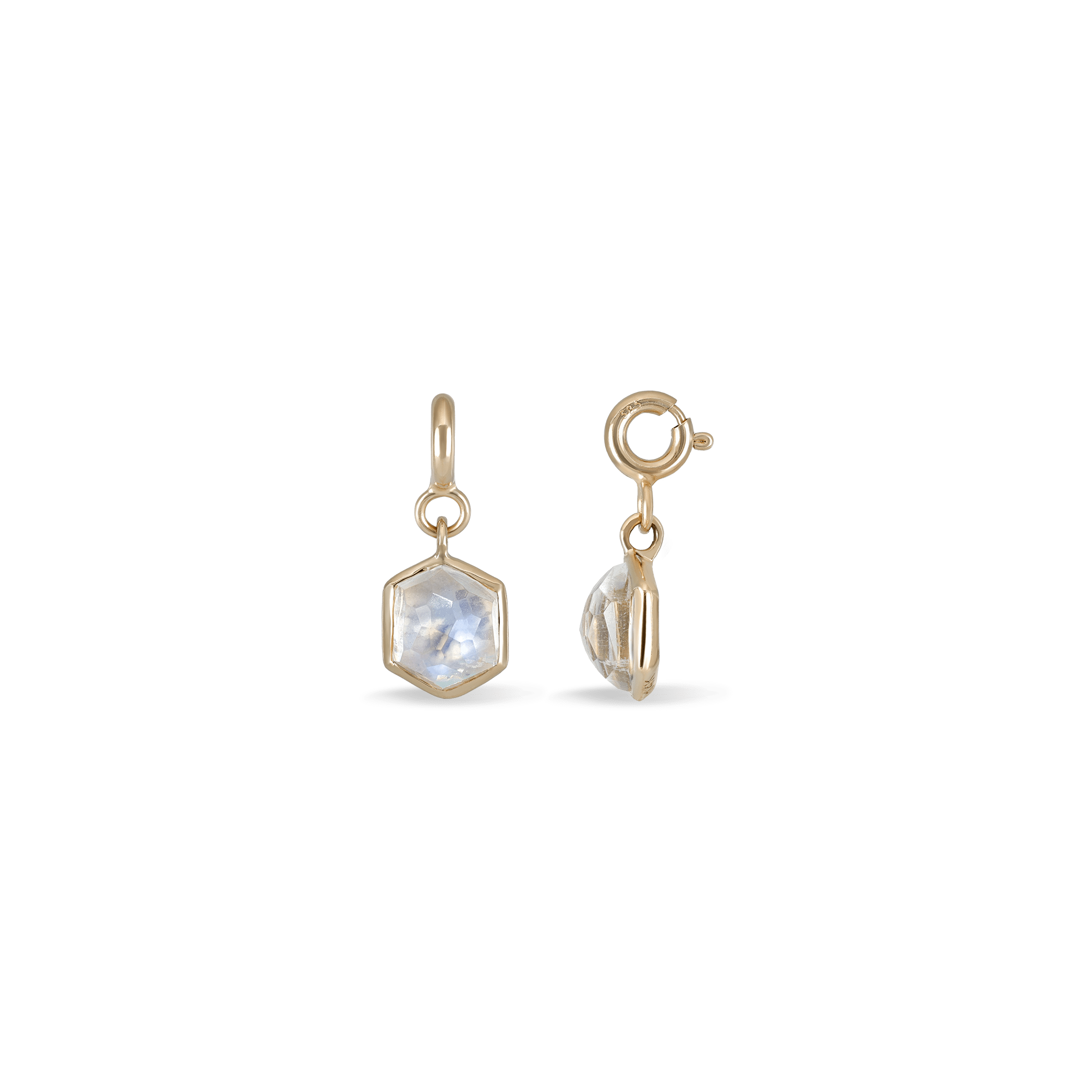 BEATTI Pendants Gold / Rainbow Moonstone Mini Hexagon Dome Gemstone SR Pendant JFPG010 Mini Hexagon Dome Gemstone SR Pendant