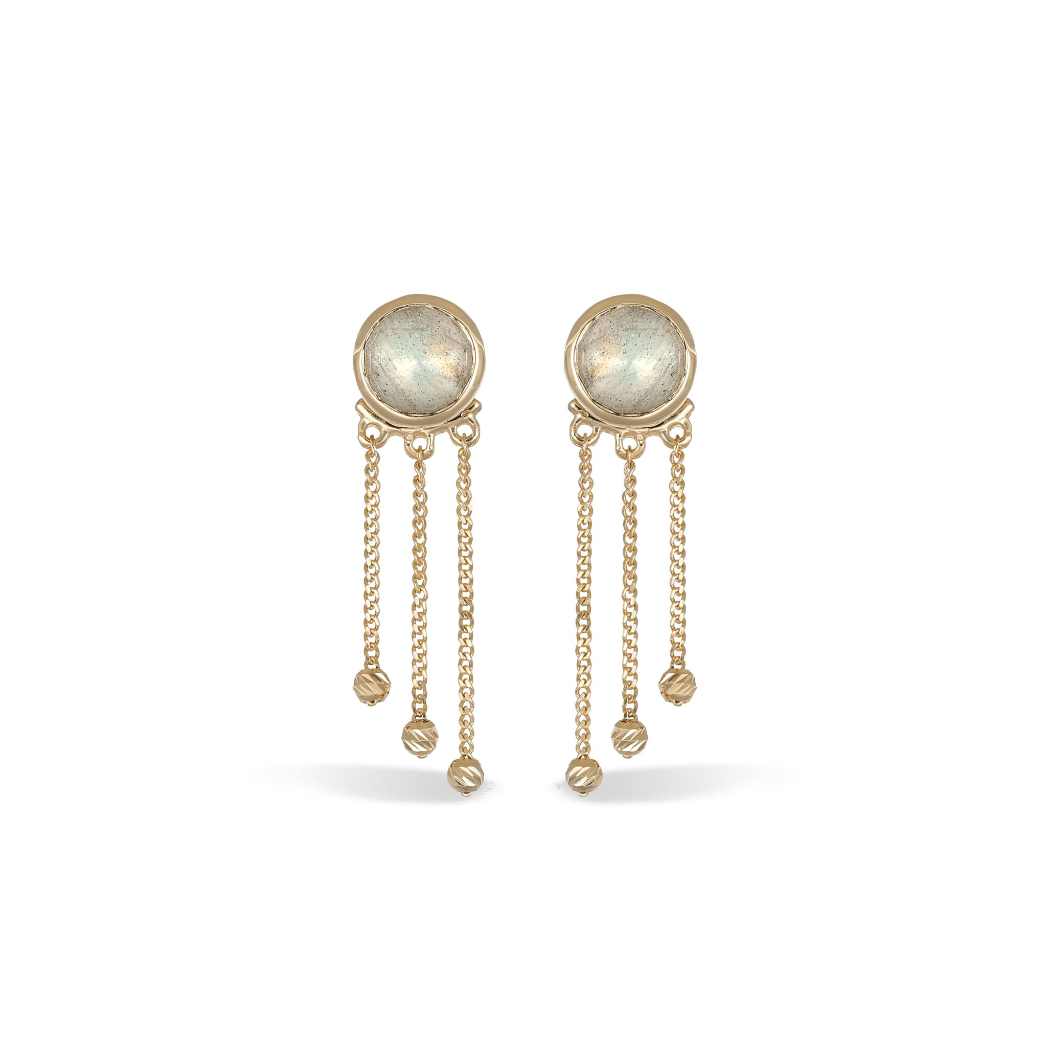 BEATTI Studs Gold / Labradorite / Pair Sample Sale • Dangle Moonlit Ball Rounded Labradorite Earrings YG SS25 SS25 EA 006 SV Sample Sale • Dangle Moonlit Ball Rounded Labradorite Earrings YG SS25
