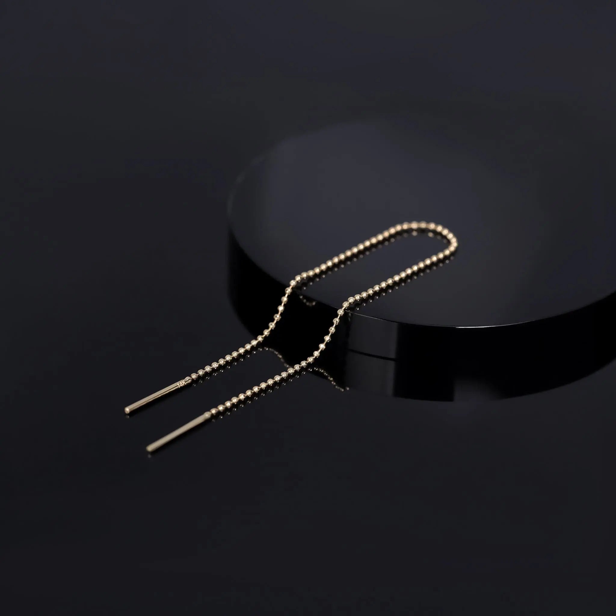 BEATTI Threaders Facet Ball Chain Long Threader Earring Facet Ball Chain Long Threader Earring