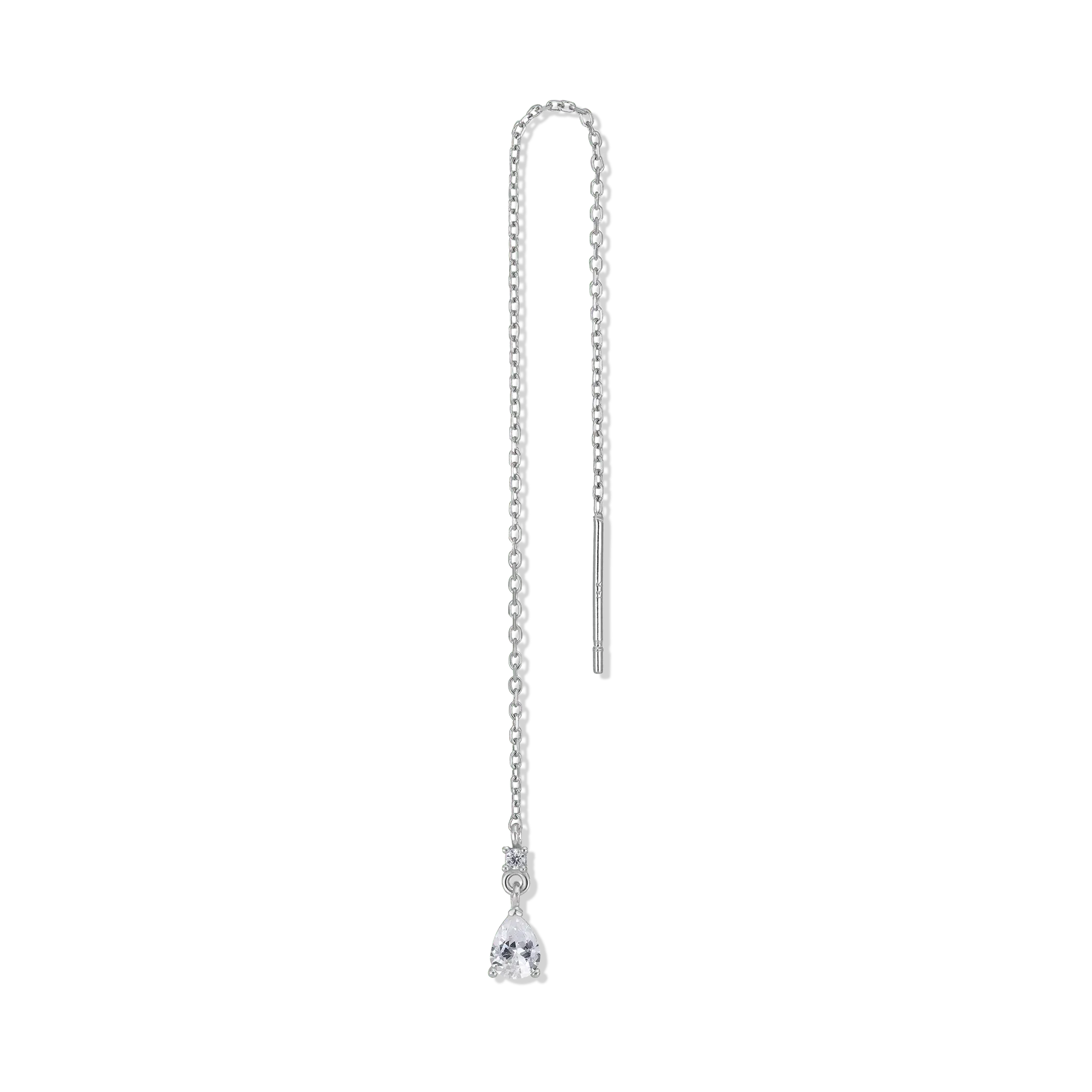 BEATTI Threaders White Gold / Single Pear CZ Drop Threader JE17148 WG Pear CZ Drop Threader