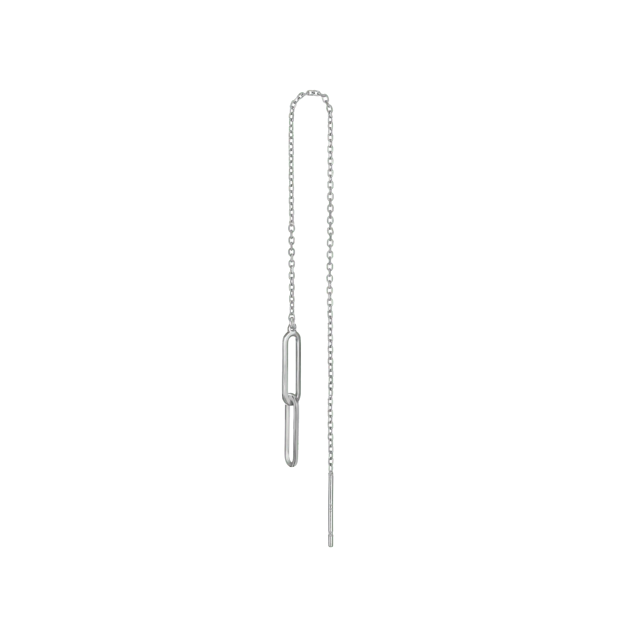 BEATTI Threaders White Gold / Single Sleek Paperclip Link Chain Threader JE19243 Sleek Paperclip Link Chain Threader