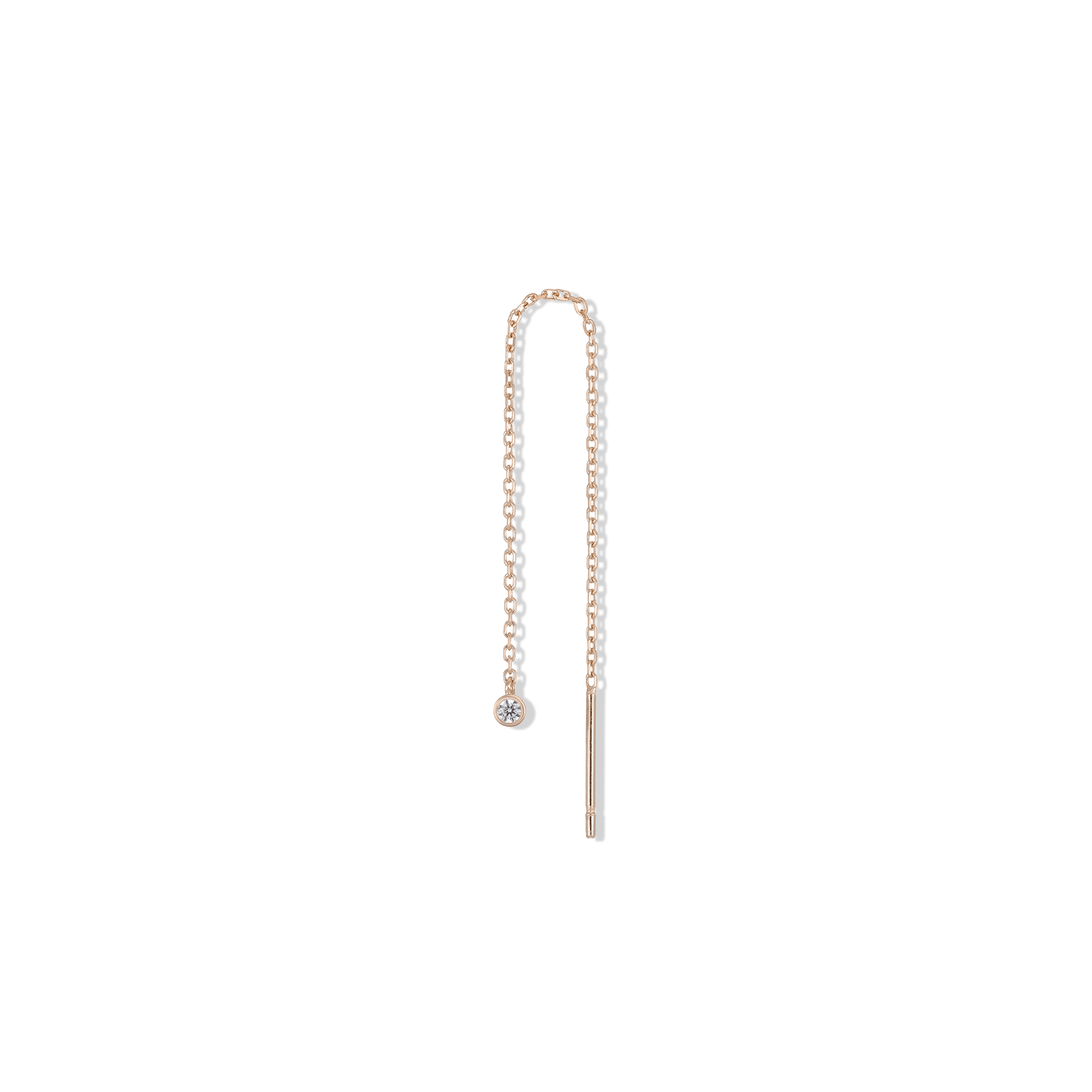 BEATTI Threaders Rose Gold / Single Tiny 2mm CZ Bezel Threader JE15640 RG SINGLE Tiny 2mm CZ Bezel Threader