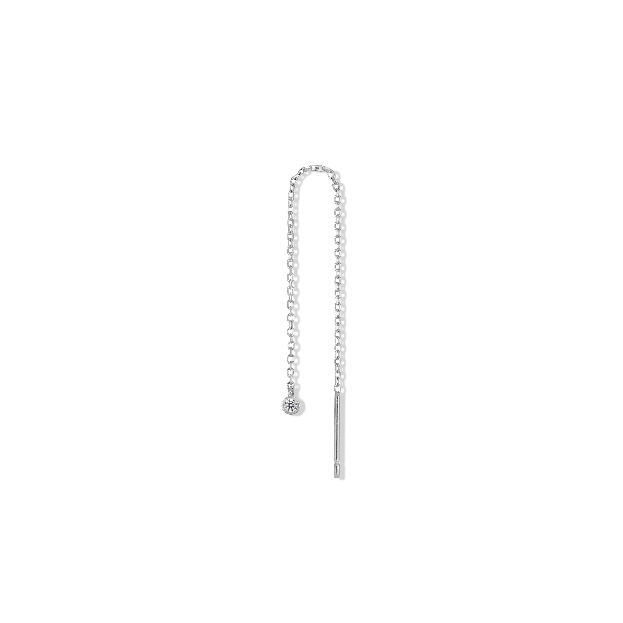 BEATTI Threaders White Gold / Single Tiny 2mm CZ Bezel Threader JE15640 WG SINGLE Tiny 2mm CZ Bezel Threader