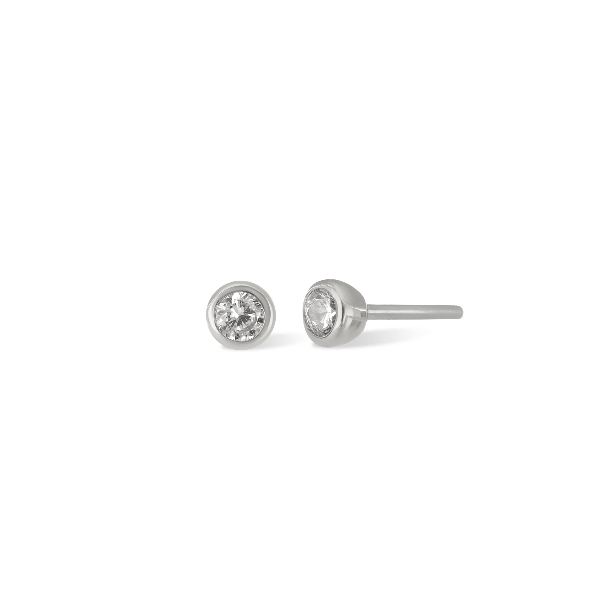 BEATTI Threadless Ends White Gold / 2mm 14K Gold Tiny 2mm Bezel CZ Flat Back Stud K-PJTH017 CZ Bezel 2mm 14K Gold Tiny 2mm Bezel CZ Flat Back Stud