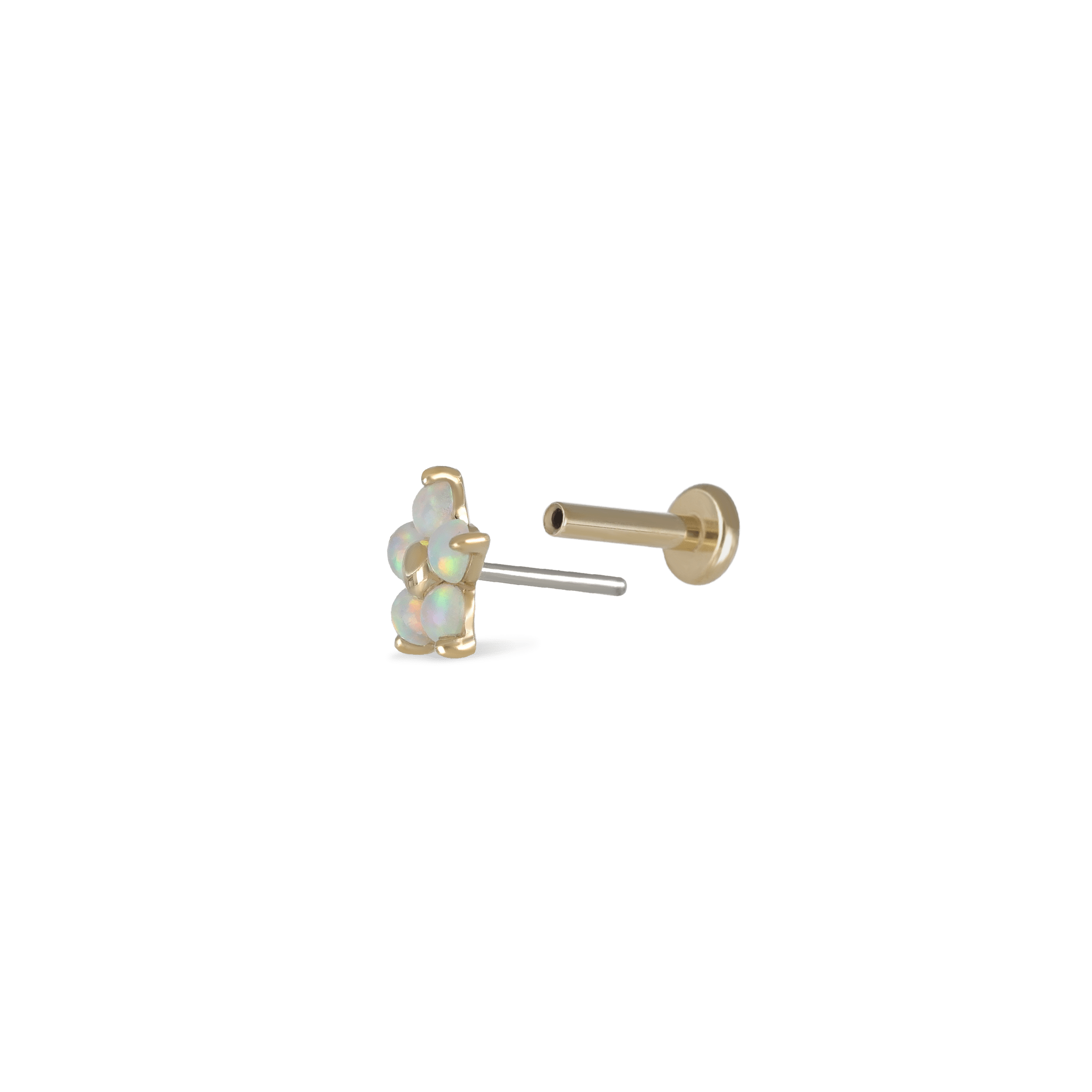 BEATTI Threadless Ends Gold 14K Gold Tiny Fire Opal Flower Threadless Ends K-PJTH013 Opal Flower 14K Gold Tiny Fire Opal Flower Threadless Ends