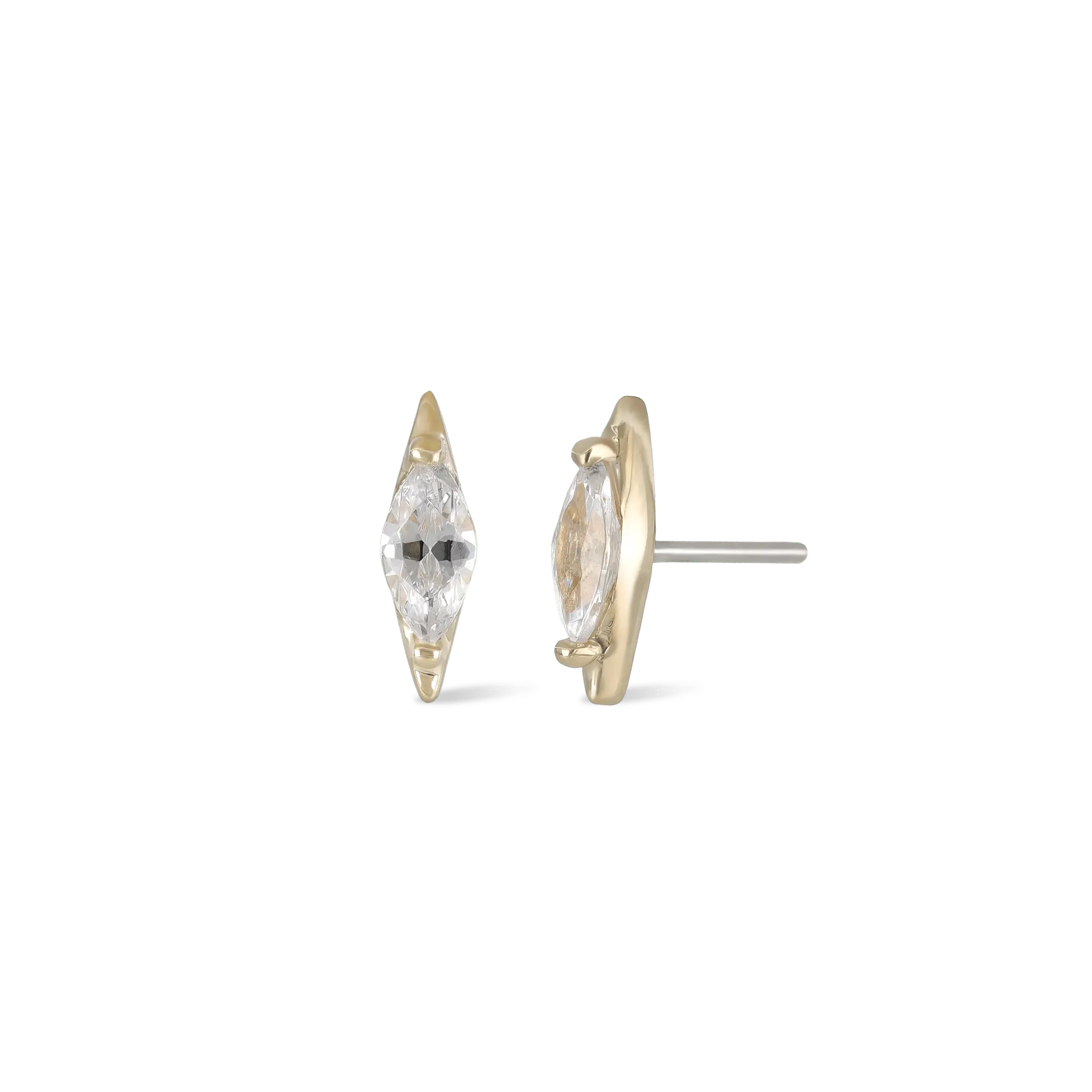 BEATTI Threadless Ends 14K Marquise CZ Threadless Ends 14K Marquise CZ Threadless Ends