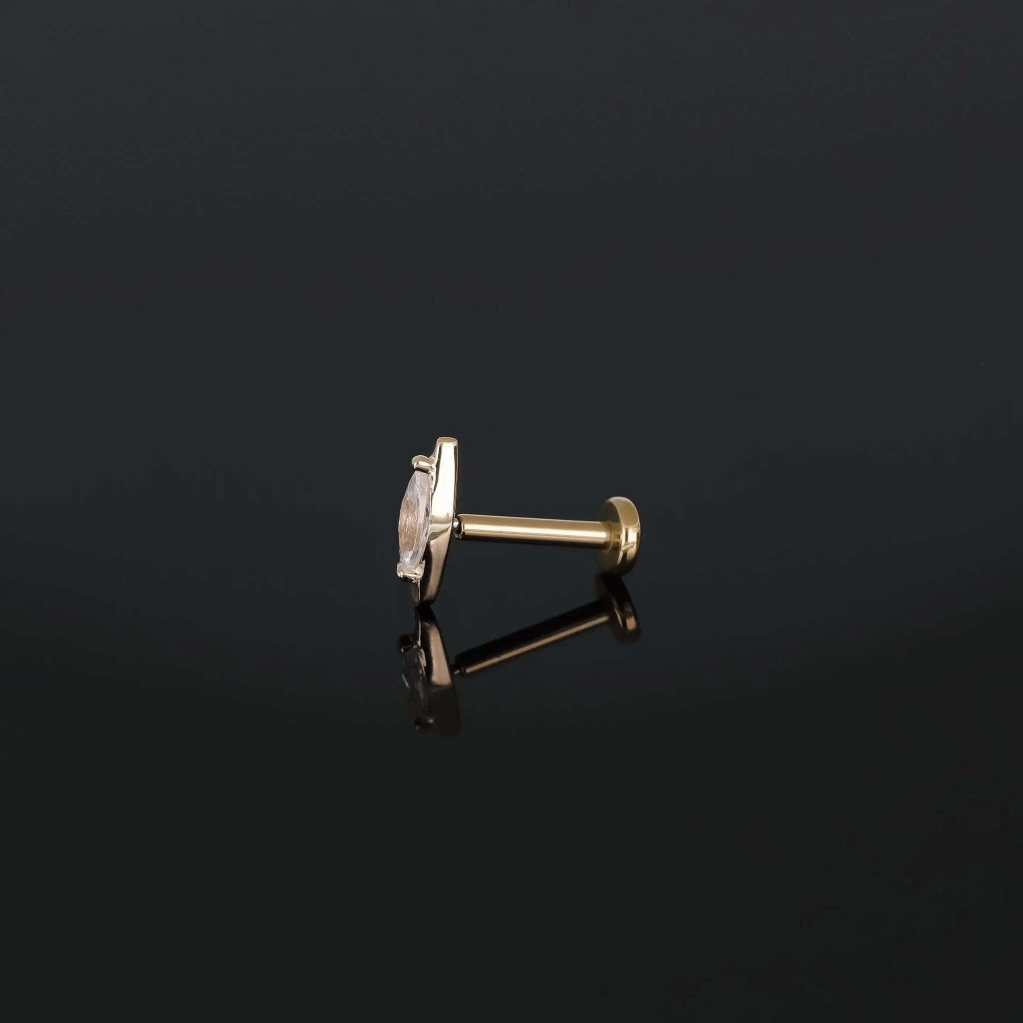 BEATTI Threadless Ends 14K Marquise CZ Threadless Ends 14K Marquise CZ Threadless Ends