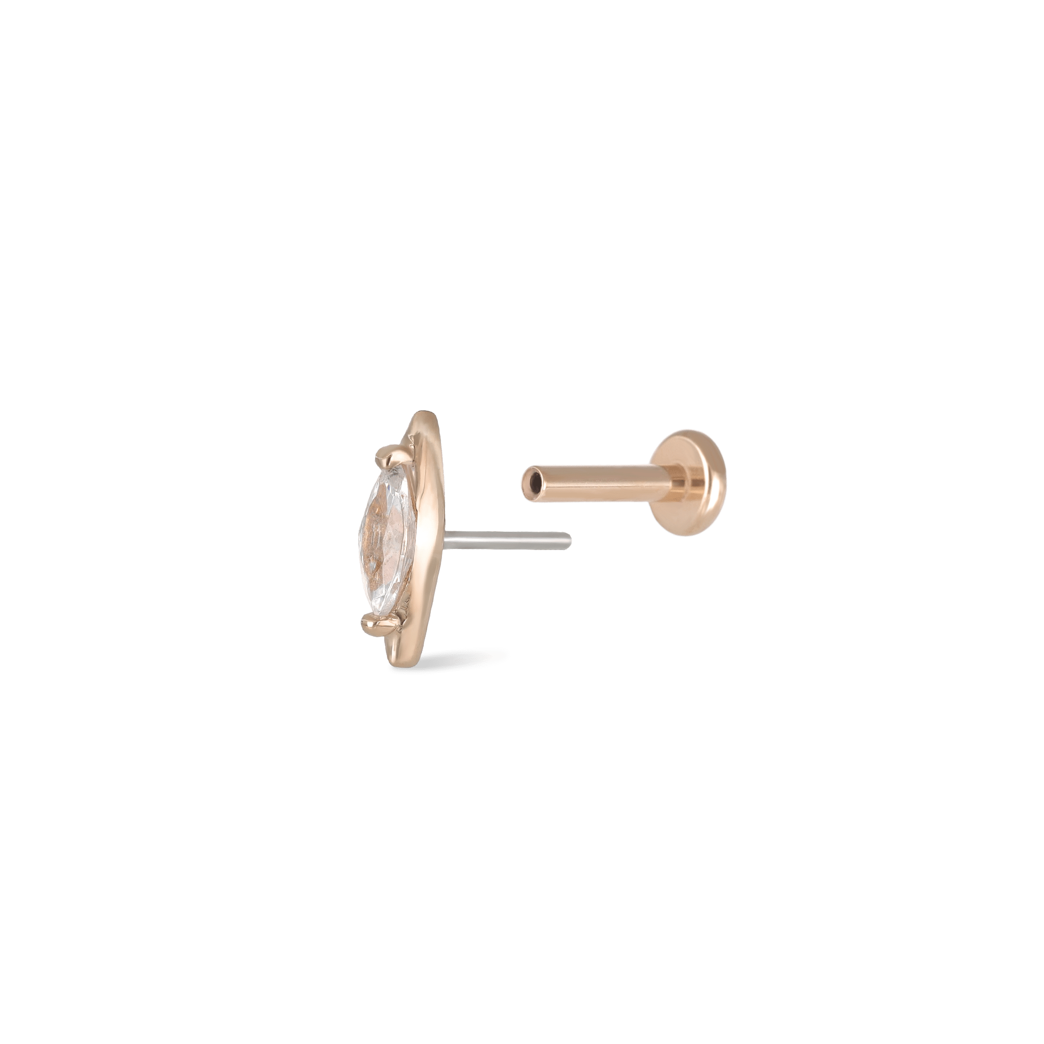 BEATTI Threadless Ends Rose Gold 14K Marquise CZ Threadless Ends K-PJTH021 Marquiz 14K Marquise CZ Threadless Ends