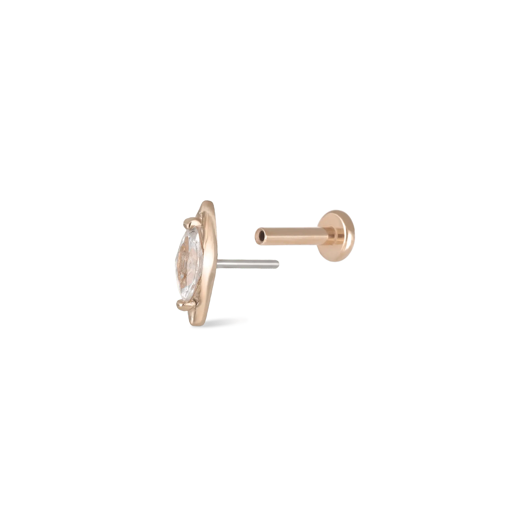 BEATTI Threadless Ends Rose Gold 14K Marquise CZ Threadless Ends K-PJTH021 Marquiz 14K Marquise CZ Threadless Ends