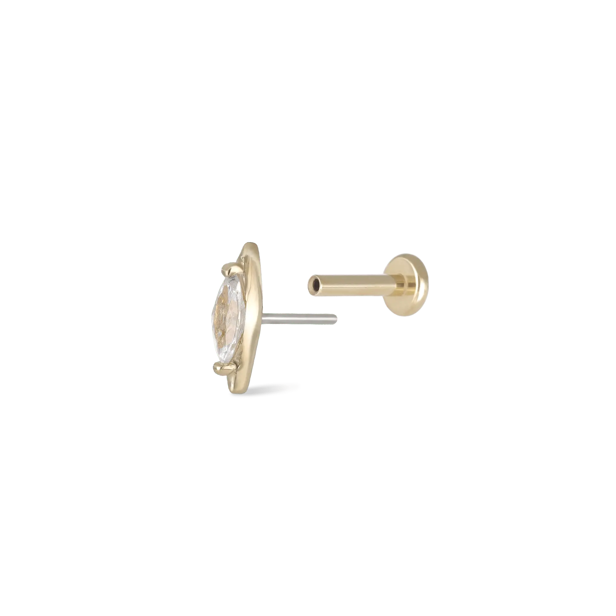 BEATTI Threadless Ends Gold 14K Marquise CZ Threadless Ends K-PJTH021 Marquiz 14K Marquise CZ Threadless Ends