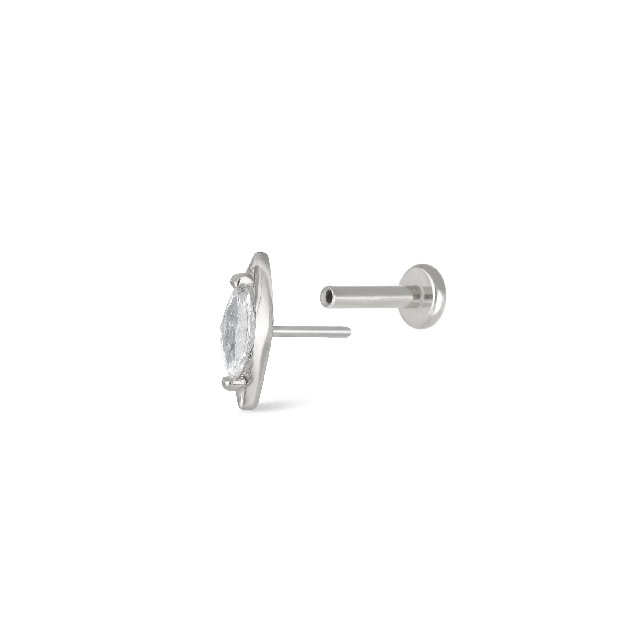 BEATTI Threadless Ends White Gold 14K Marquise CZ Threadless Ends K-PJTH021 Marquiz 14K Marquise CZ Threadless Ends