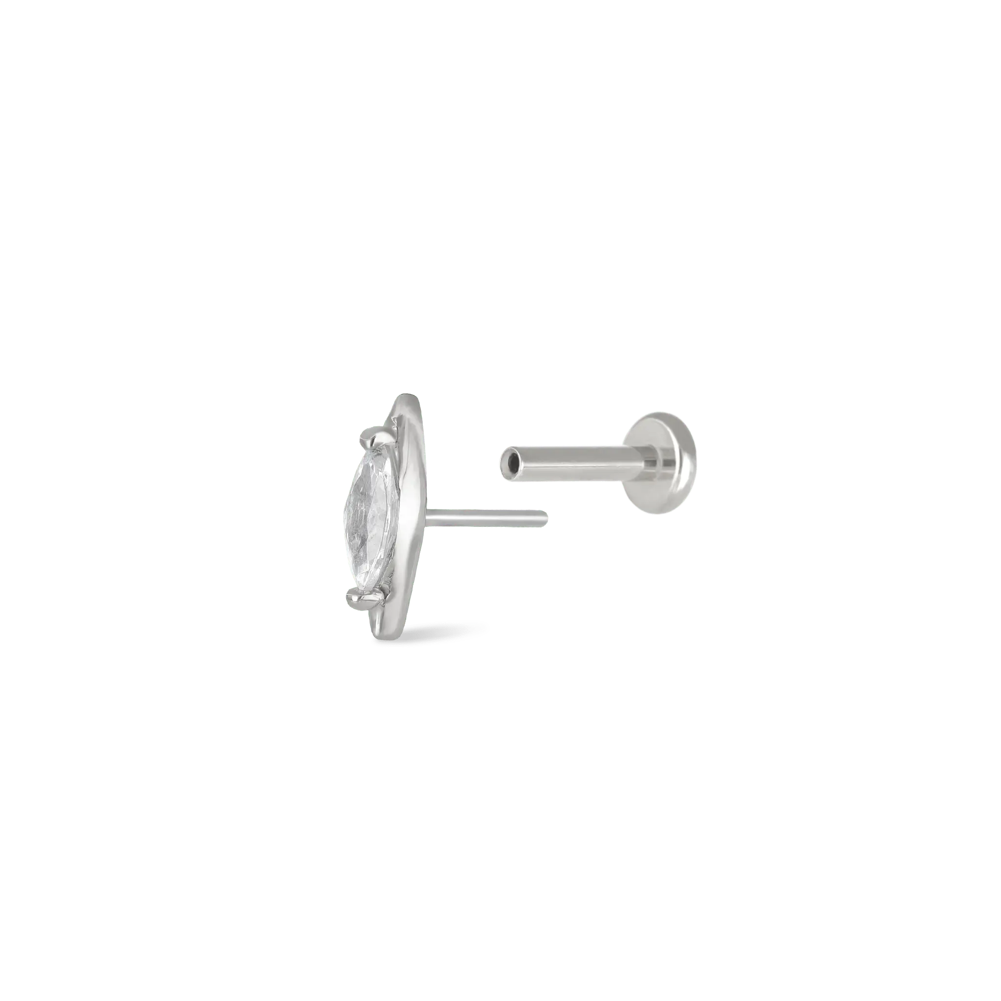 BEATTI Threadless Ends White Gold 14K Marquise CZ Threadless Ends K-PJTH021 Marquiz 14K Marquise CZ Threadless Ends