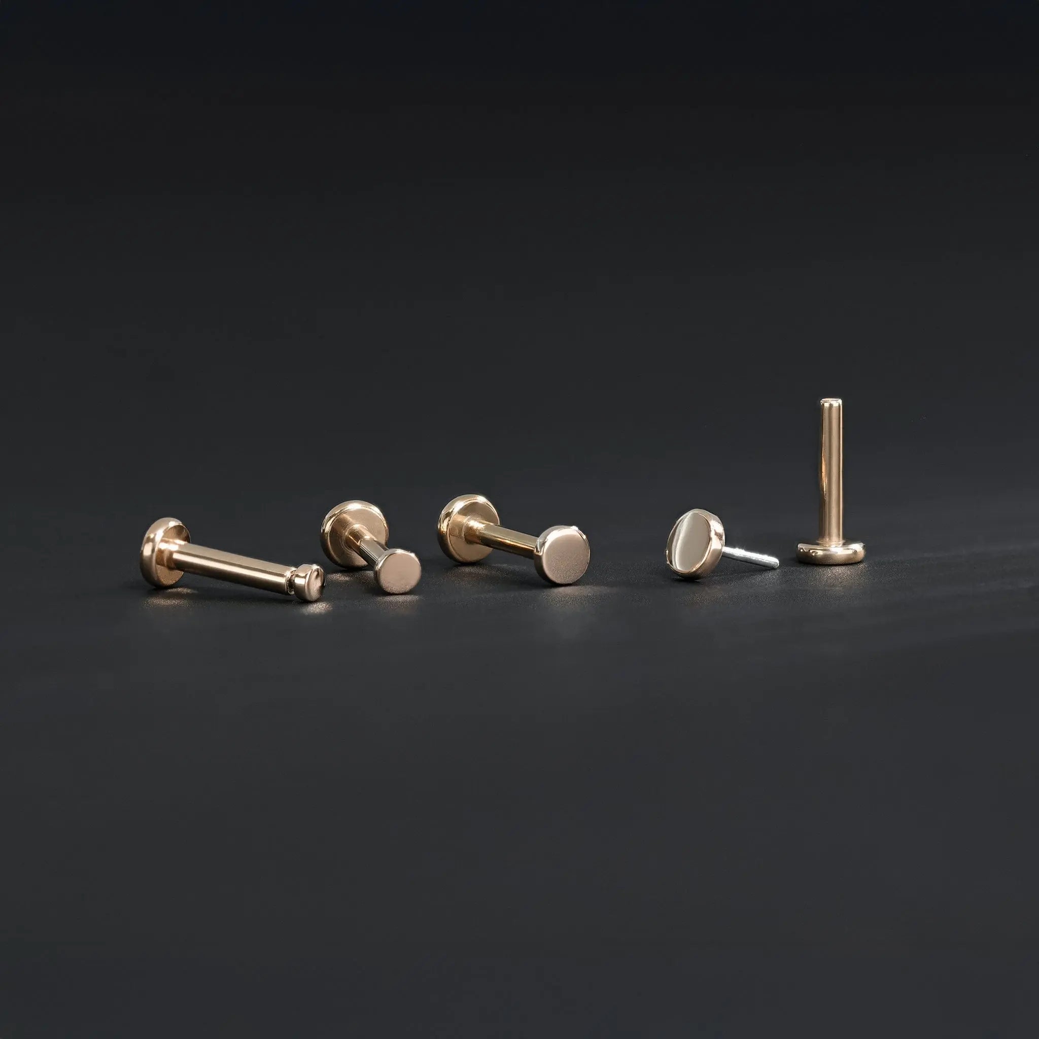 BEATTI Threadless Ends 14K Rose Gold Gold Flat Disc Threadless Ends 14K Rose Gold Gold Flat Disc Threadless Ends