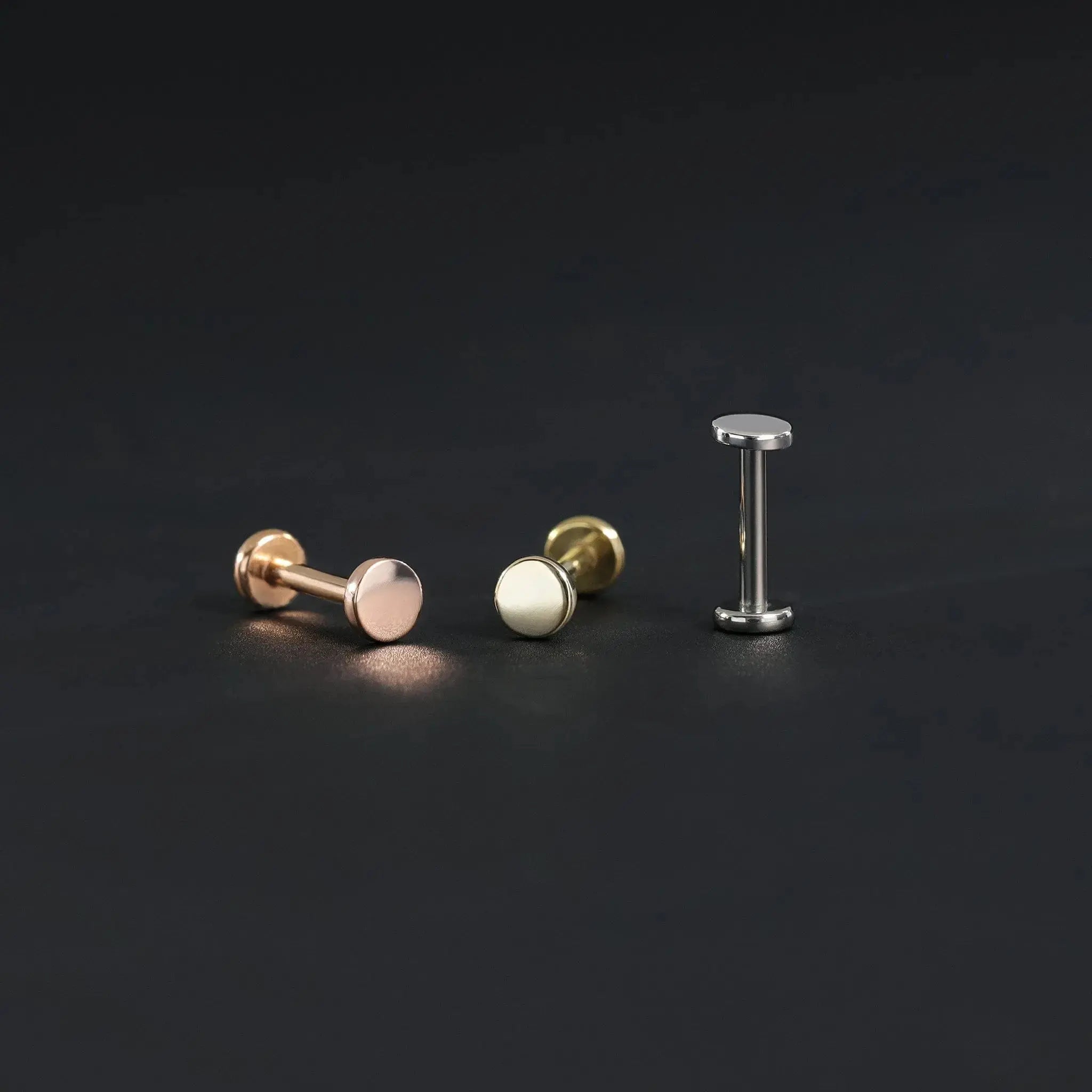 BEATTI Threadless Ends 14K Rose Gold Gold Flat Disc Threadless Ends 14K Rose Gold Gold Flat Disc Threadless Ends