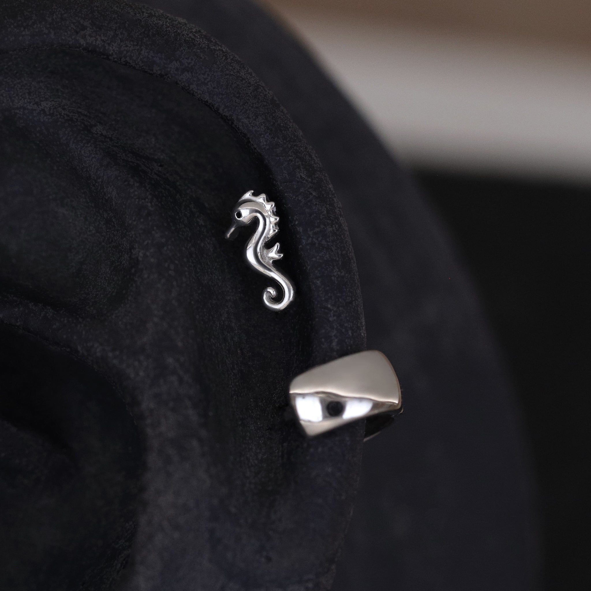 BEATTI Threadless Ends 14K Solid Gold Tiny Seahorse Flat Back Earring 14K Solid Gold Tiny Seahorse Flat Back Earring
