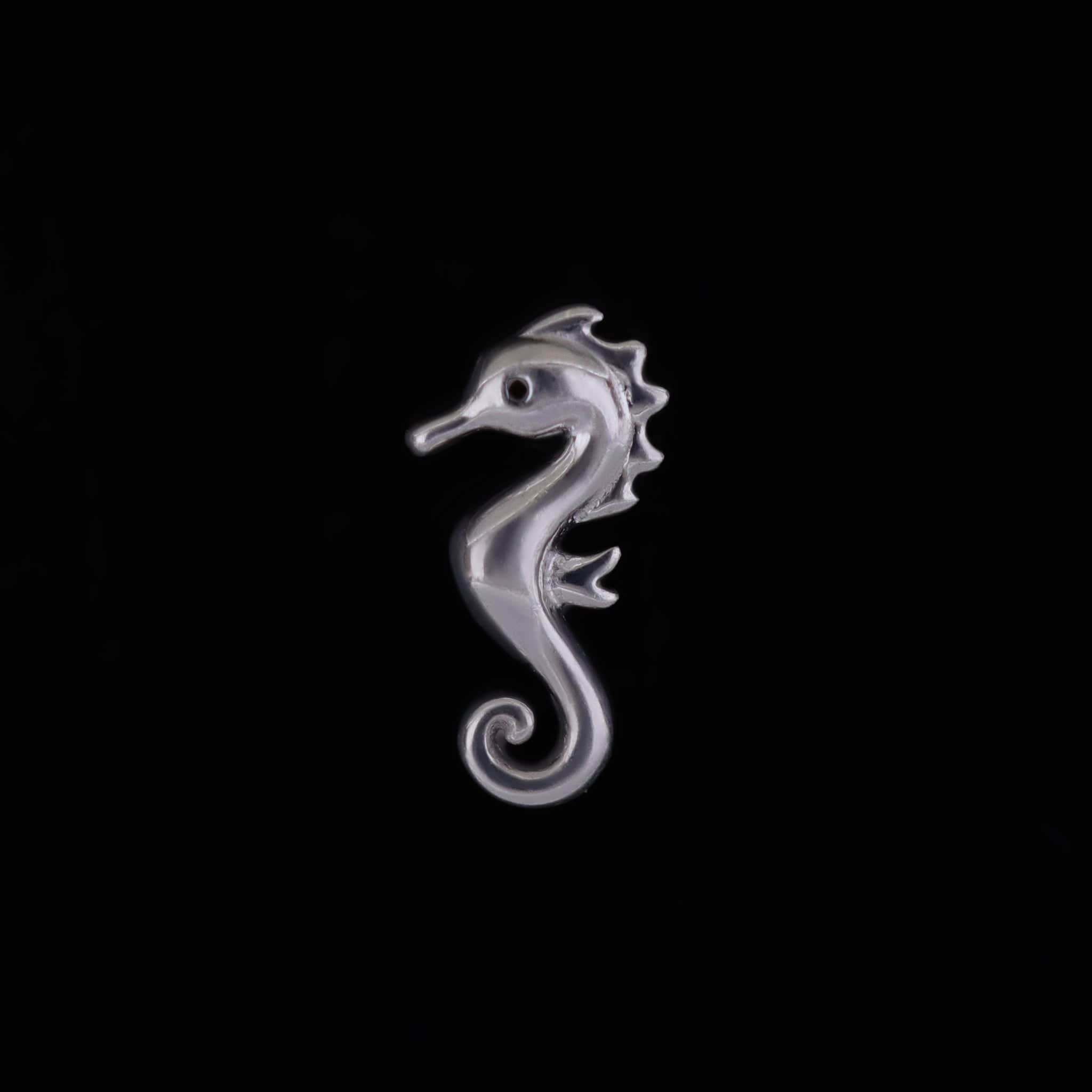 BEATTI Threadless Ends 14K Solid Gold Tiny Seahorse Flat Back Earring 14K Solid Gold Tiny Seahorse Flat Back Earring