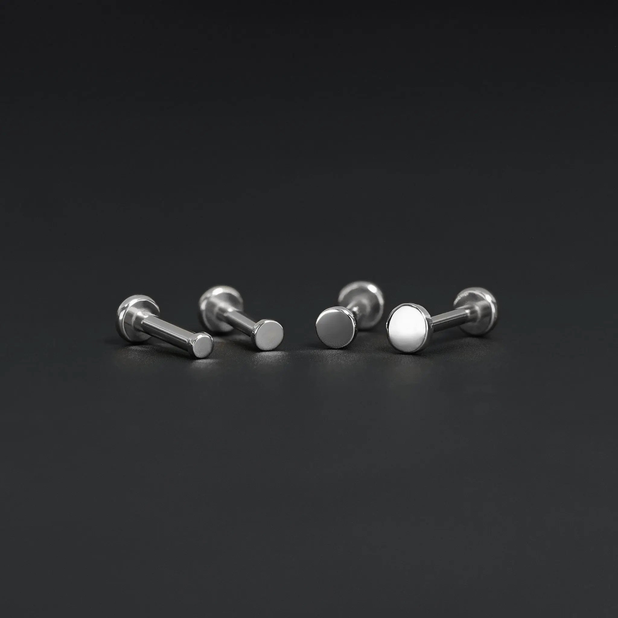 BEATTI Threadless Ends 14K White Gold Flat Disc Threadless Ends 14K White Gold Flat Disc Threadless Ends