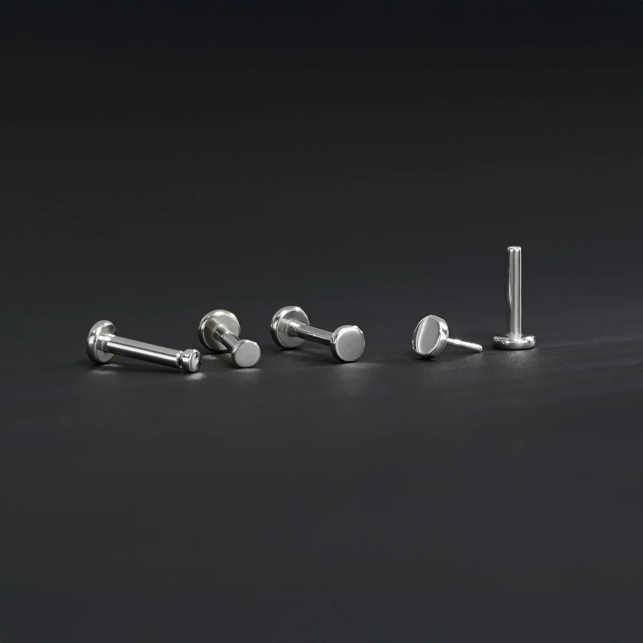 BEATTI Threadless Ends 14K White Gold Flat Disc Threadless Ends 14K White Gold Flat Disc Threadless Ends