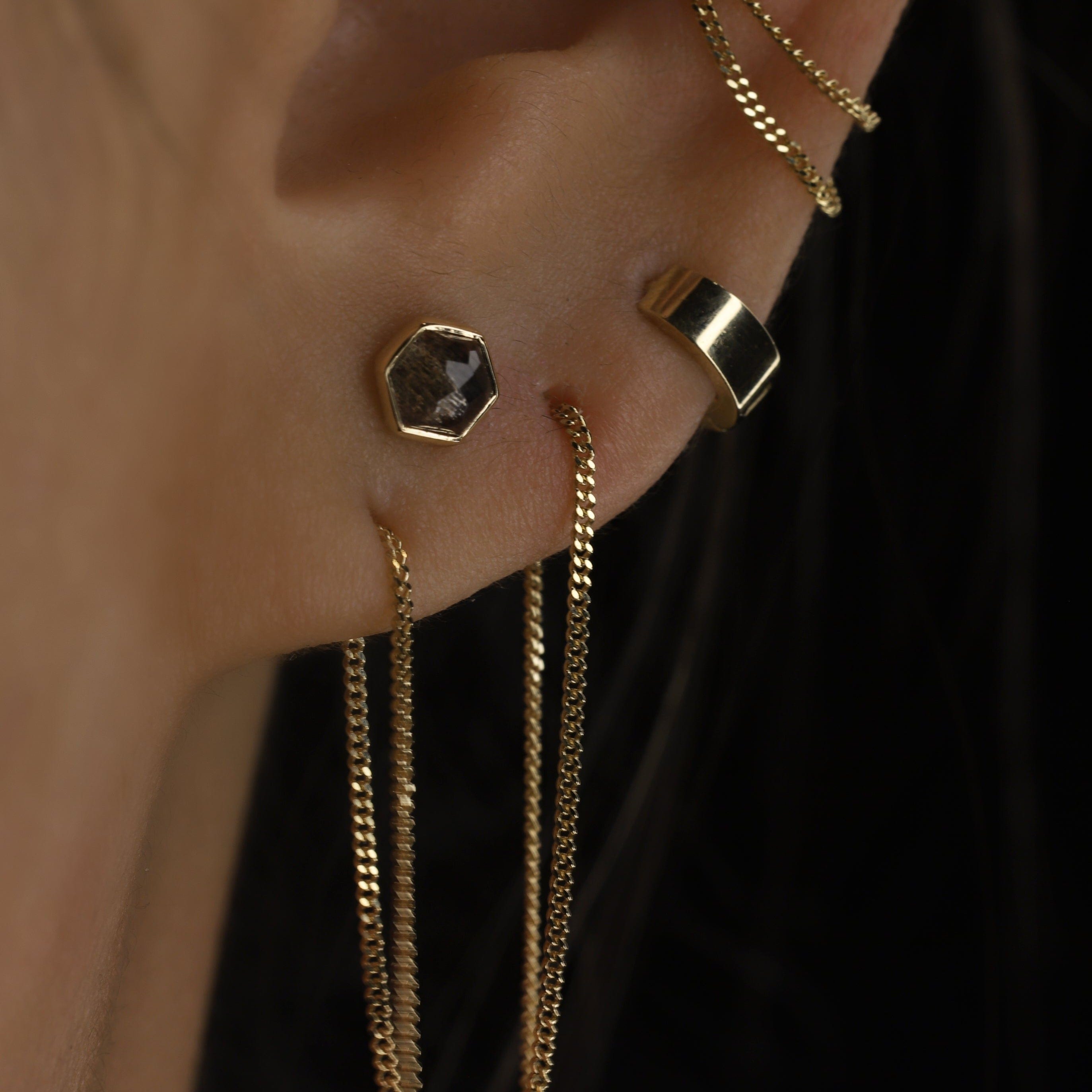 BEATTI Threadless Ends Gold / Black Labradorite Aria • 14K Gold Black Labradorite Threadless Ends • HoneyComb BTEG007 Ella 14K Gold Dangle Charm Threadless Ends Natural Gemstones