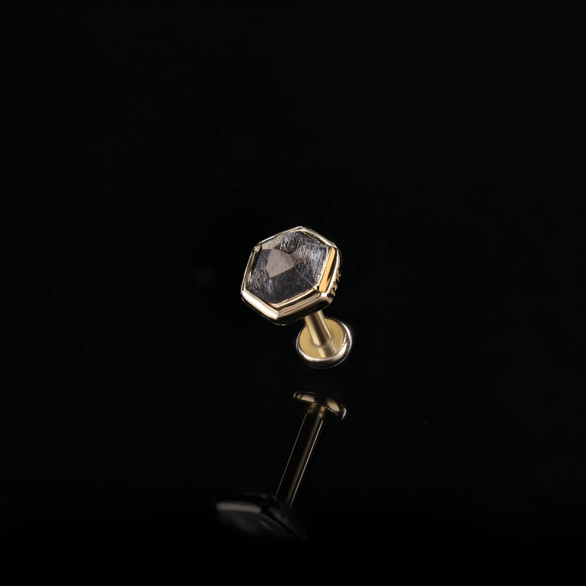 BEATTI Threadless Ends Gold / Black Labradorite Aria • 14K Gold Black Labradorite Threadless Ends • HoneyComb BTEG007 Ella 14K Gold Dangle Charm Threadless Ends Natural Gemstones