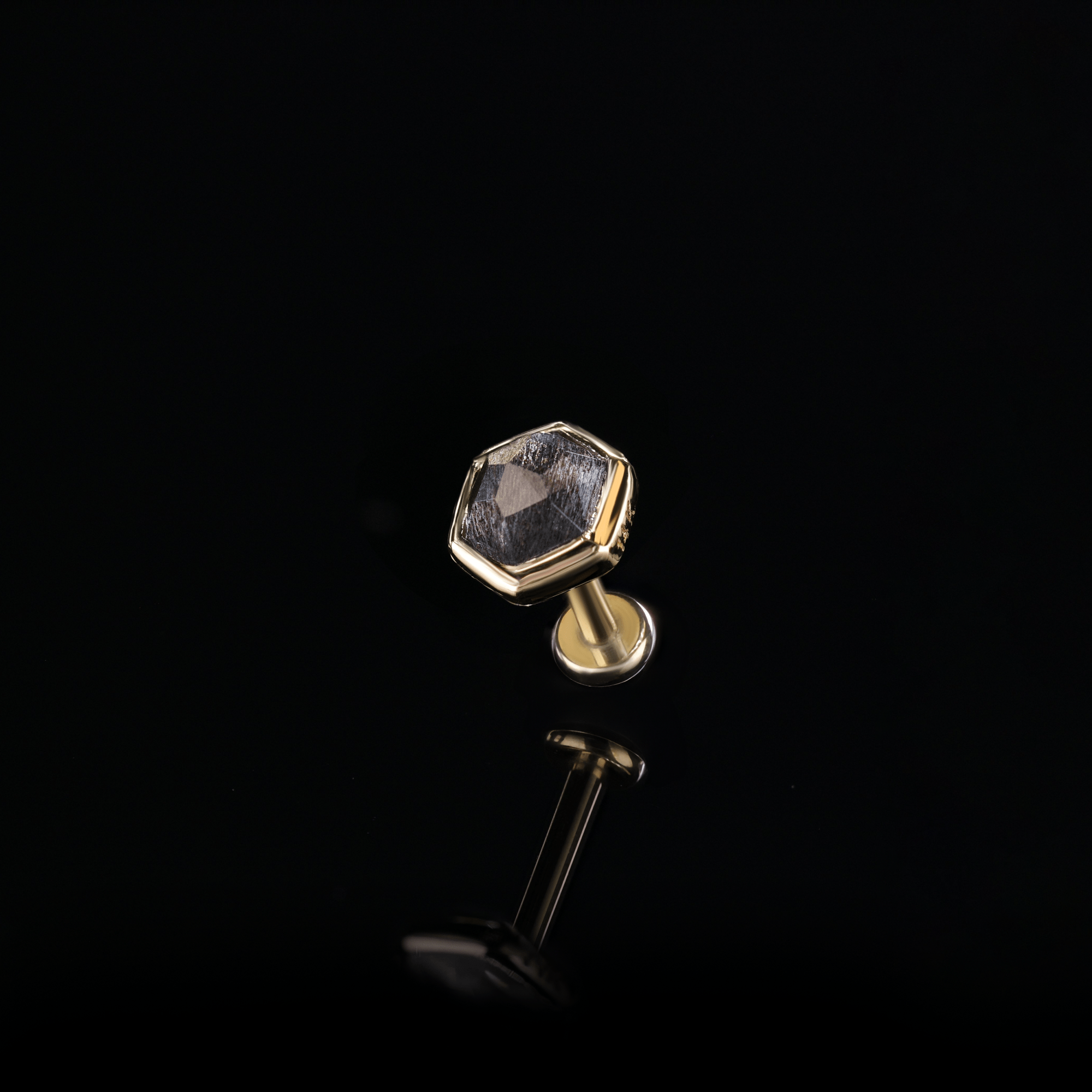 BEATTI Threadless Ends Gold / Black Labradorite Aria • 14K Gold Black Labradorite Threadless Ends • HoneyComb BTEG007 Ella 14K Gold Dangle Charm Threadless Ends Natural Gemstones