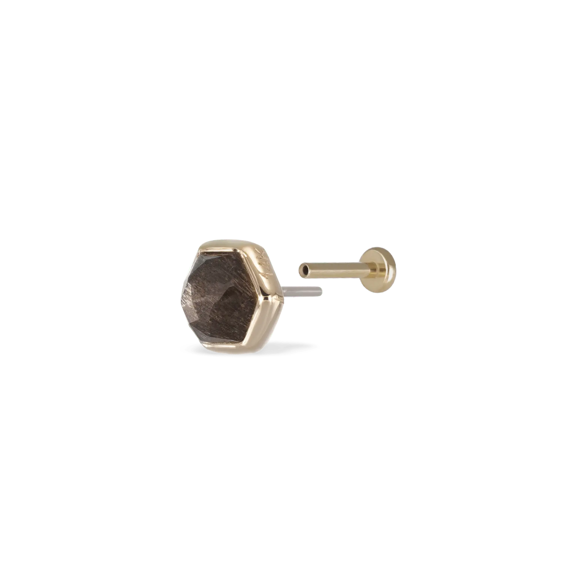 BEATTI Threadless Ends Gold / Black Labradorite Aria • 14K Gold Black Labradorite Threadless Ends • HoneyComb BTEG007 Ella 14K Gold Dangle Charm Threadless Ends Natural Gemstones