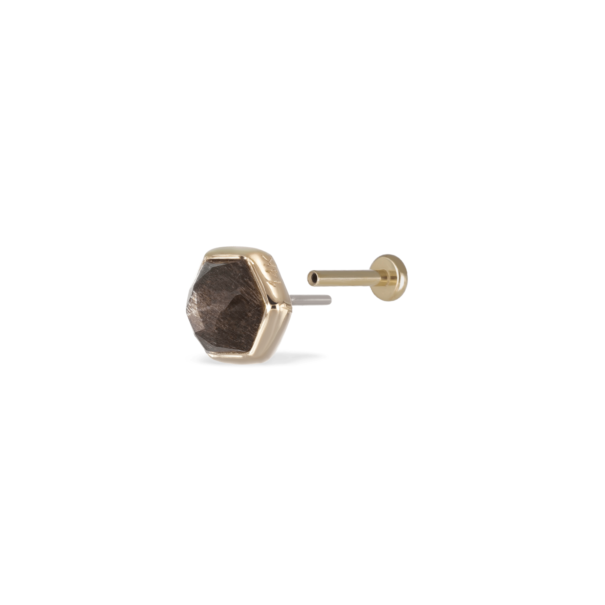 BEATTI Threadless Ends Gold / Black Labradorite Aria • 14K Gold Black Labradorite Threadless Ends • HoneyComb BTEG007 Ella 14K Gold Dangle Charm Threadless Ends Natural Gemstones