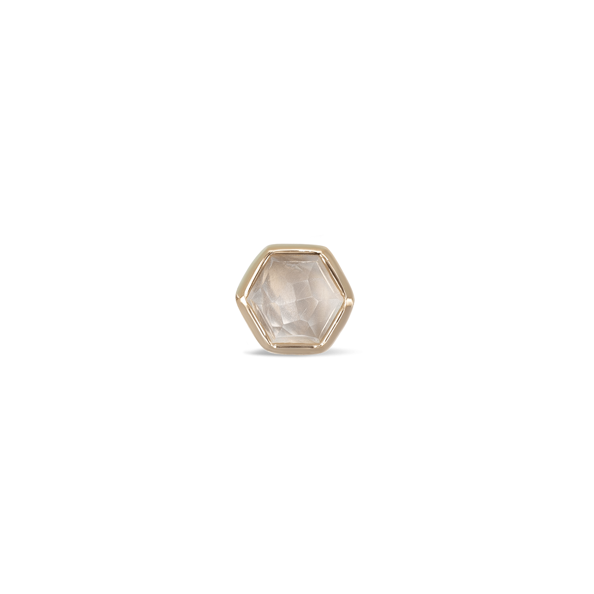 BEATTI Threadless Ends Gold / Grey Moonstone Aria • 14K Gold Honeycomb Gemstone Threadless Ends • Grey Moonstone BTEG007 Aria • 14K Gold Honeycomb Gemstone Threadless Ends • Grey Moonstone