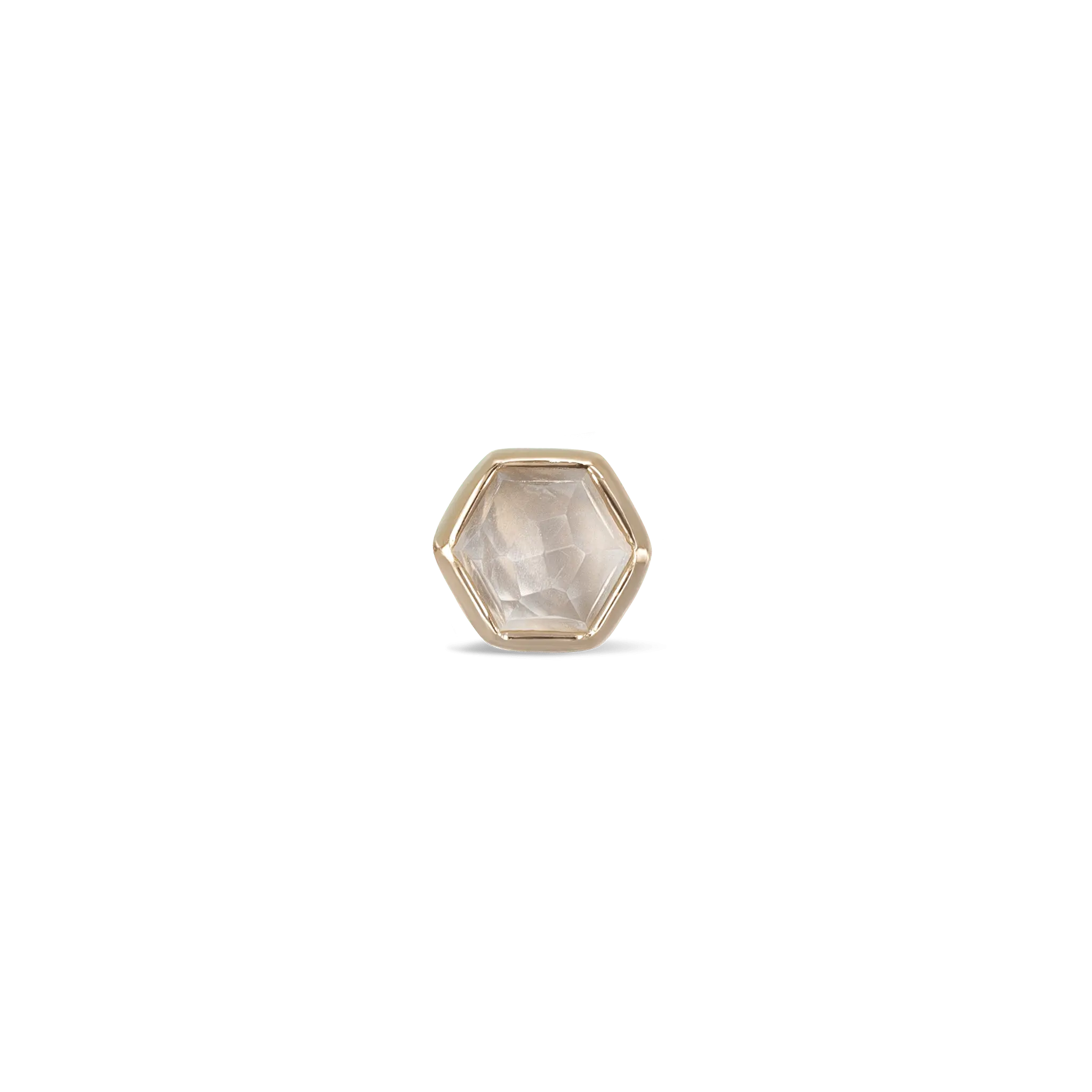 BEATTI Threadless Ends Gold / Grey Moonstone Aria • 14K Gold Honeycomb Gemstone Threadless Ends • Grey Moonstone BTEG007 Aria • 14K Gold Honeycomb Gemstone Threadless Ends • Grey Moonstone