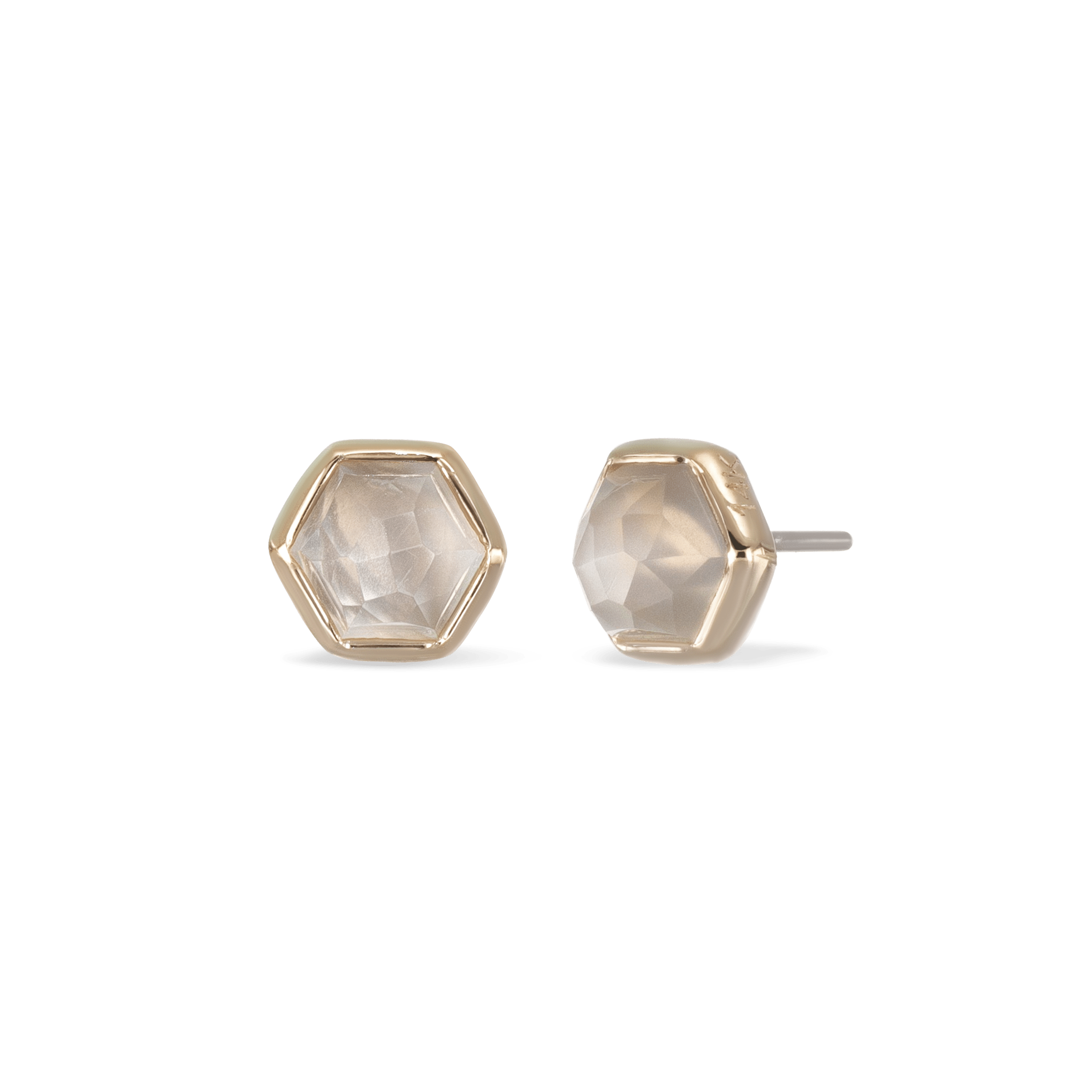 BEATTI Threadless Ends Gold / Grey Moonstone Aria • 14K Gold Honeycomb Gemstone Threadless Ends • Grey Moonstone BTEG007 Aria • 14K Gold Honeycomb Gemstone Threadless Ends • Grey Moonstone