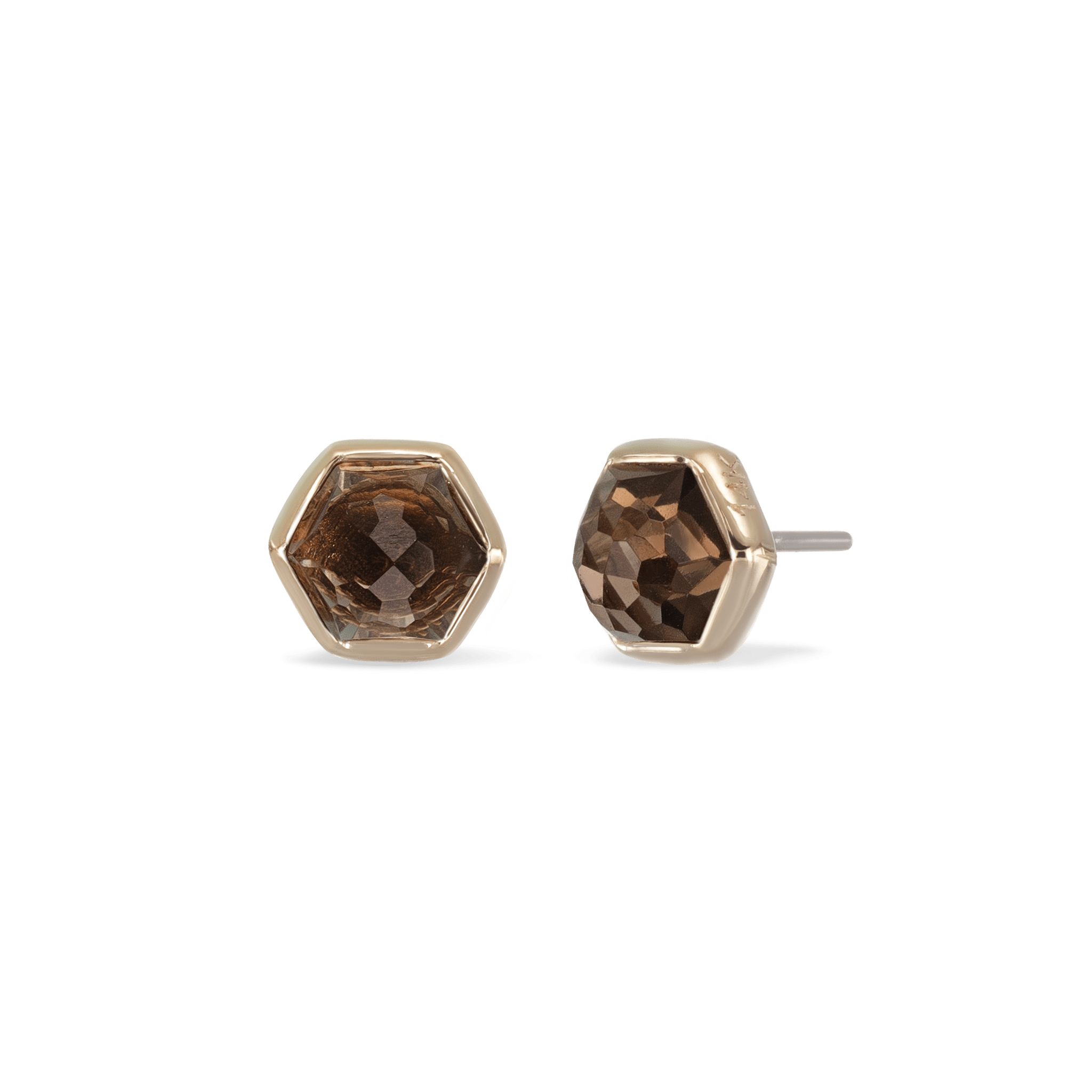 BEATTI Threadless Ends Gold / Smoky Quartz Aria • 14K Gold Smoky Quartz Threadless Ends • HoneyComb BTEG007 Aria • 14K Gold Smoky Quartz Threadless Ends • HoneyComb