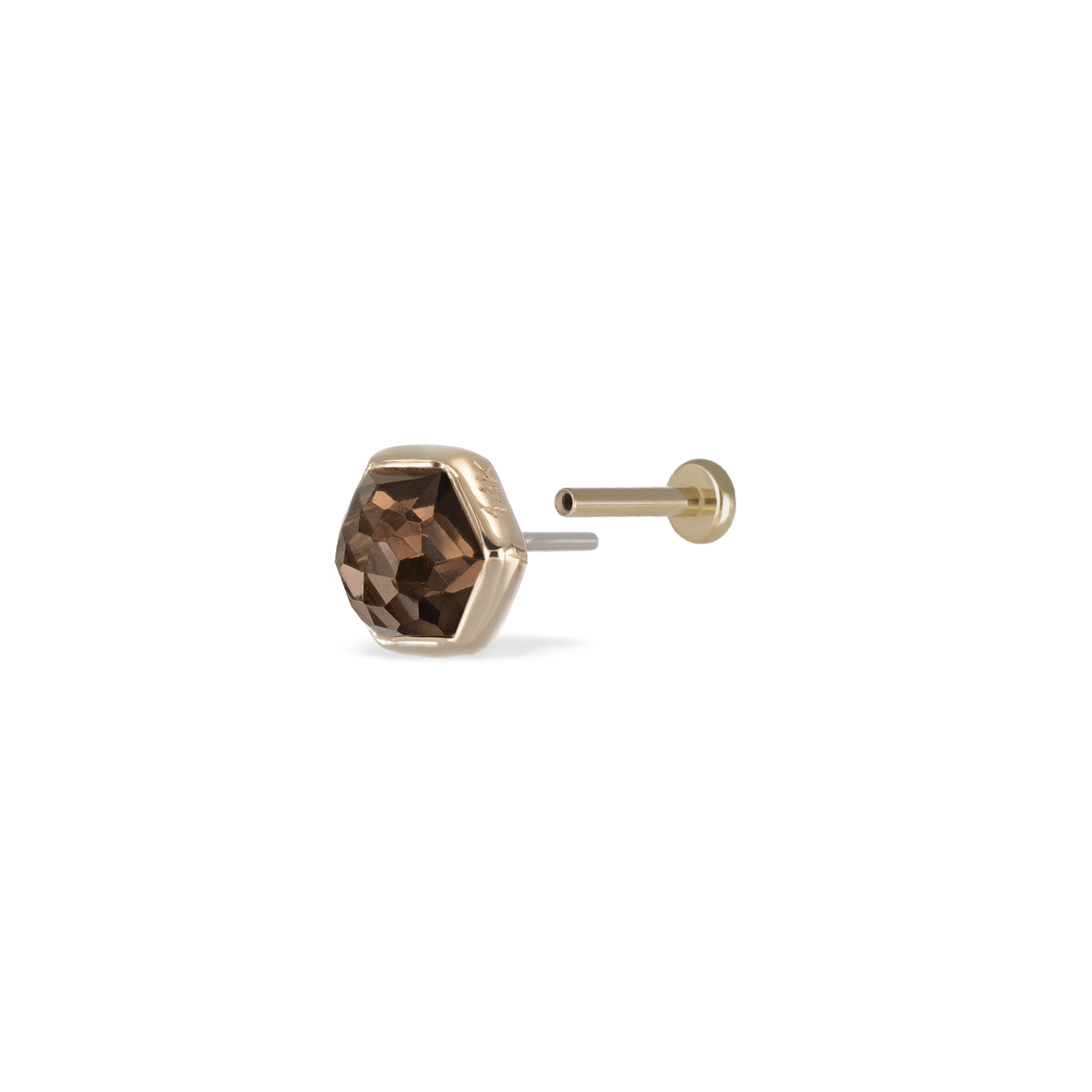 BEATTI Threadless Ends Gold / Smoky Quartz Aria • 14K Gold Smoky Quartz Threadless Ends • HoneyComb BTEG007 Aria • 14K Gold Smoky Quartz Threadless Ends • HoneyComb
