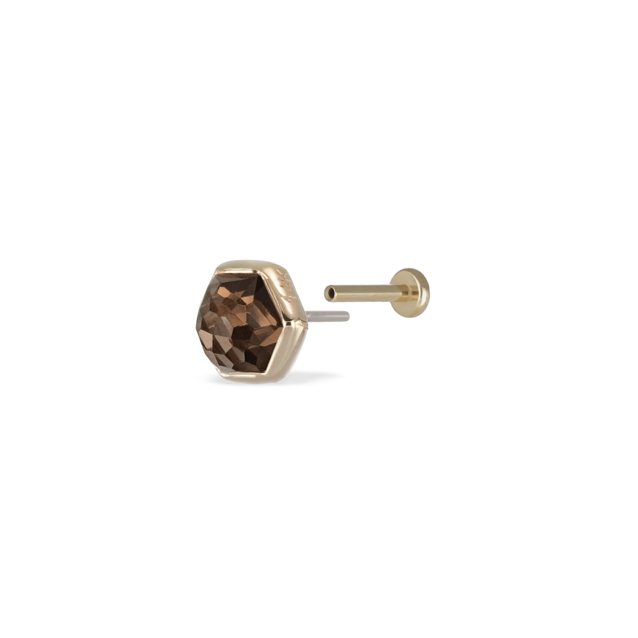 BEATTI Threadless Ends Gold / Smoky Quartz Aria • 14K Gold Smoky Quartz Threadless Ends • HoneyComb BTEG007 Aria • 14K Gold Smoky Quartz Threadless Ends • HoneyComb