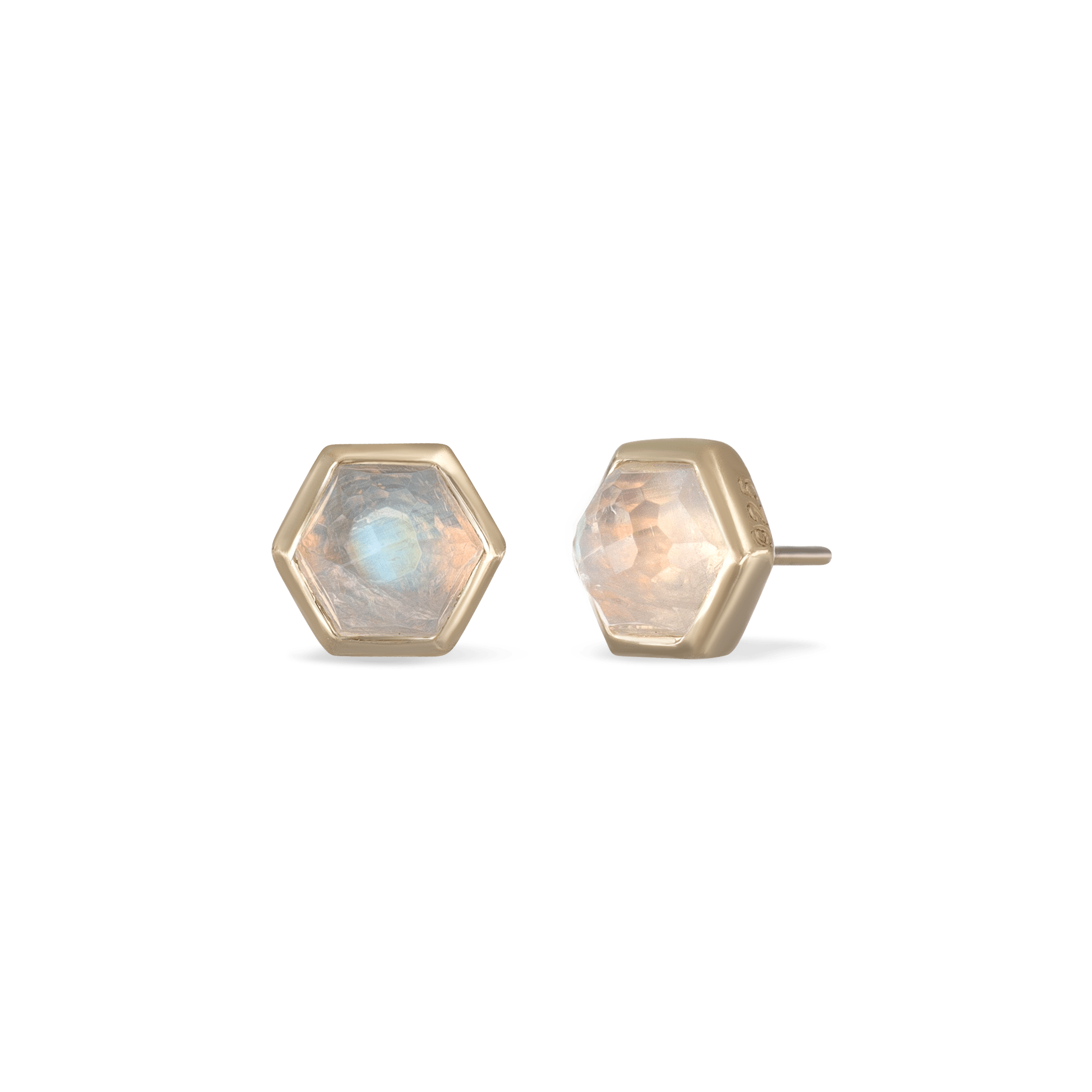 BEATTI Threadless Ends Rainbow Moonstone Aria • Natural Gemstone Threadless Ends BTE016 MR GOLD Aria • Natural Gemstone Threadless Ends