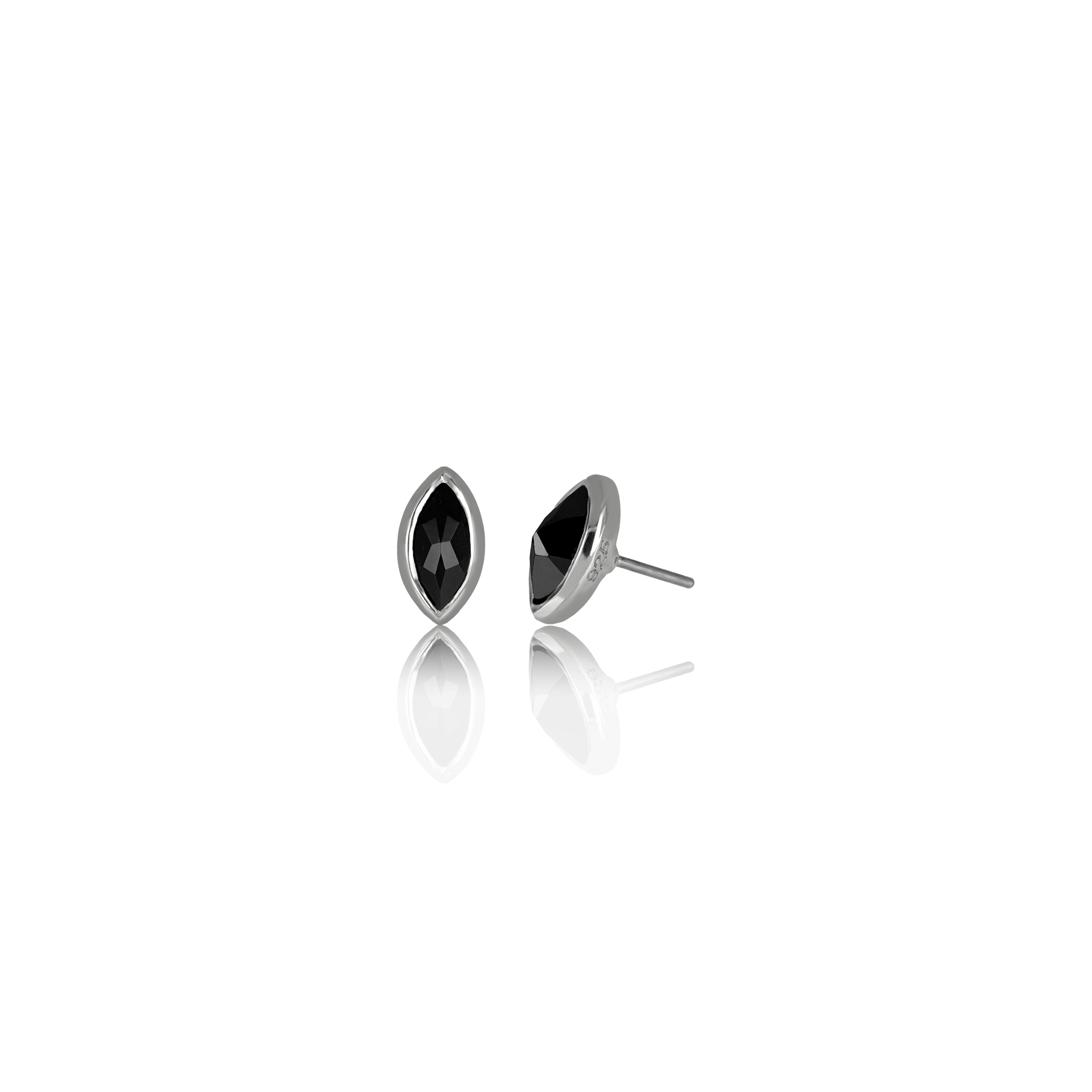 BEATTI Threadless Ends Silver / Black Spinel Aura • Black Spinel Threadless Ends BTE022 Aura • Black Spinel Threadless Ends