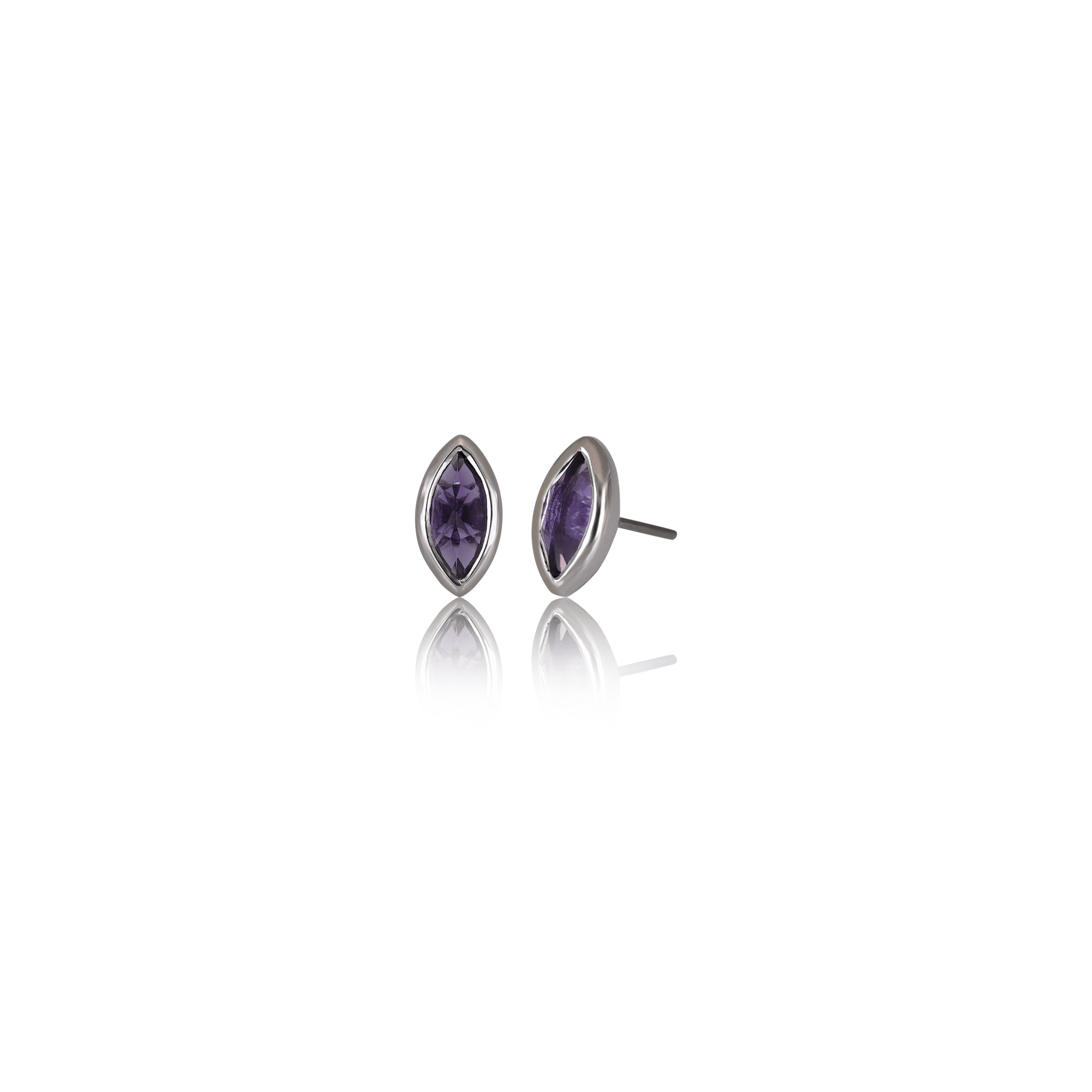 BEATTI Threadless Ends Silver / Iolite Aura • Natural Gemstone Threadless Ends BTE022 SILVER Aura • Natural Gemstone Threadless Ends