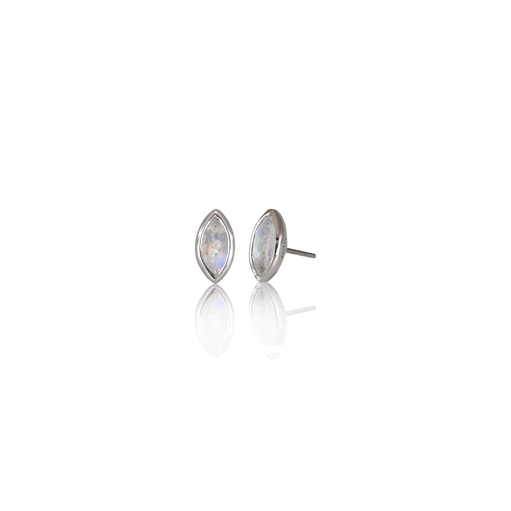 BEATTI Threadless Ends Silver / Rainbow Moonstone Aura • Natural Gemstone Threadless Ends BTE022 SILVER Aura • Natural Gemstone Threadless Ends