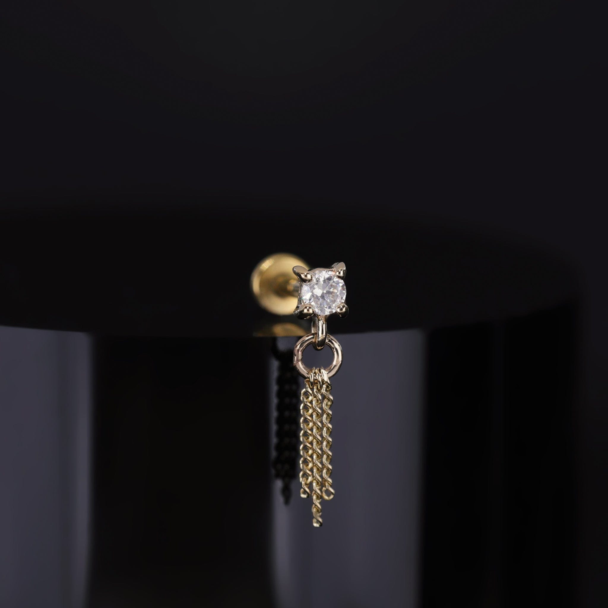 BEATTI Threadless Ends Breeze • 2mm Natural White Diamond 3 Curb Chain Tassel Breeze • 2mm Natural White Diamond 3 Curb Chain Tassel