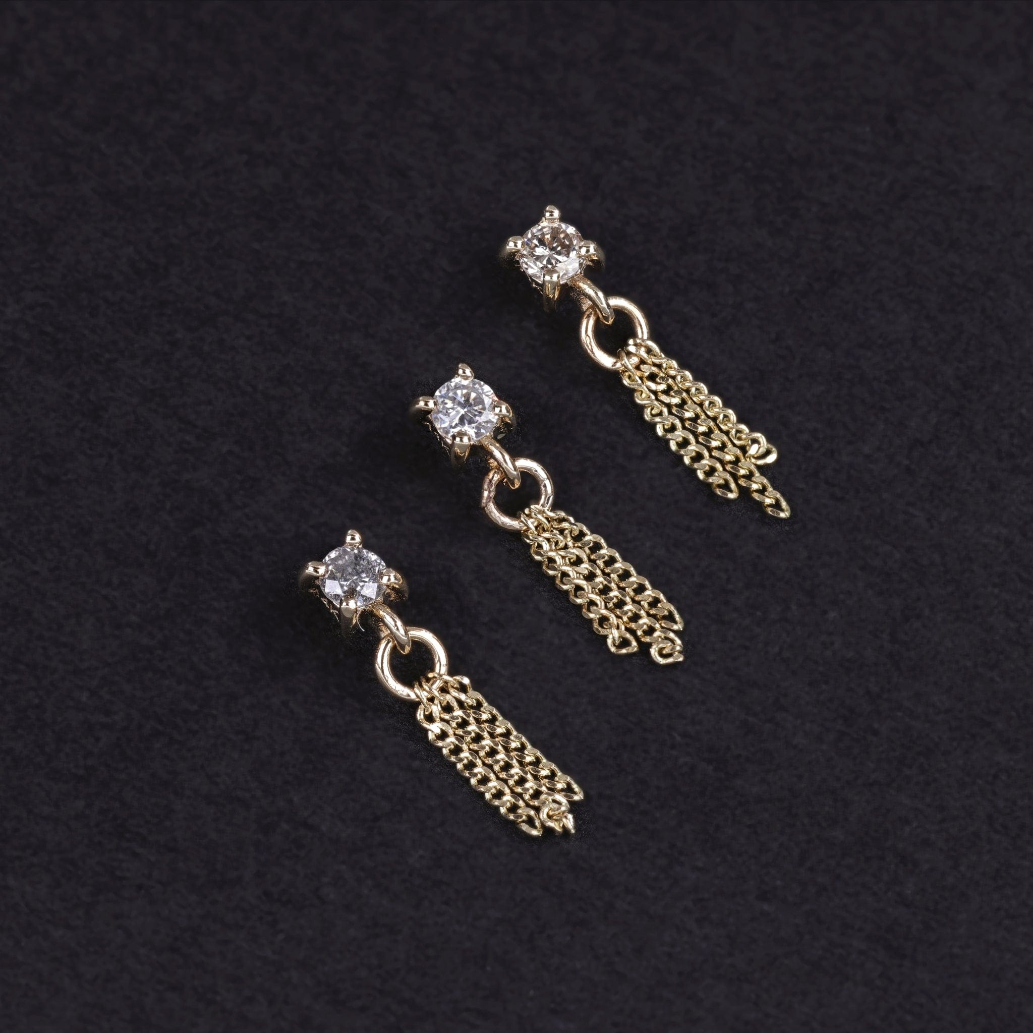 BEATTI Threadless Ends Breeze • 2mm Natural White Diamond 3 Curb Chain Tassel Breeze • 2mm Natural White Diamond 3 Curb Chain Tassel