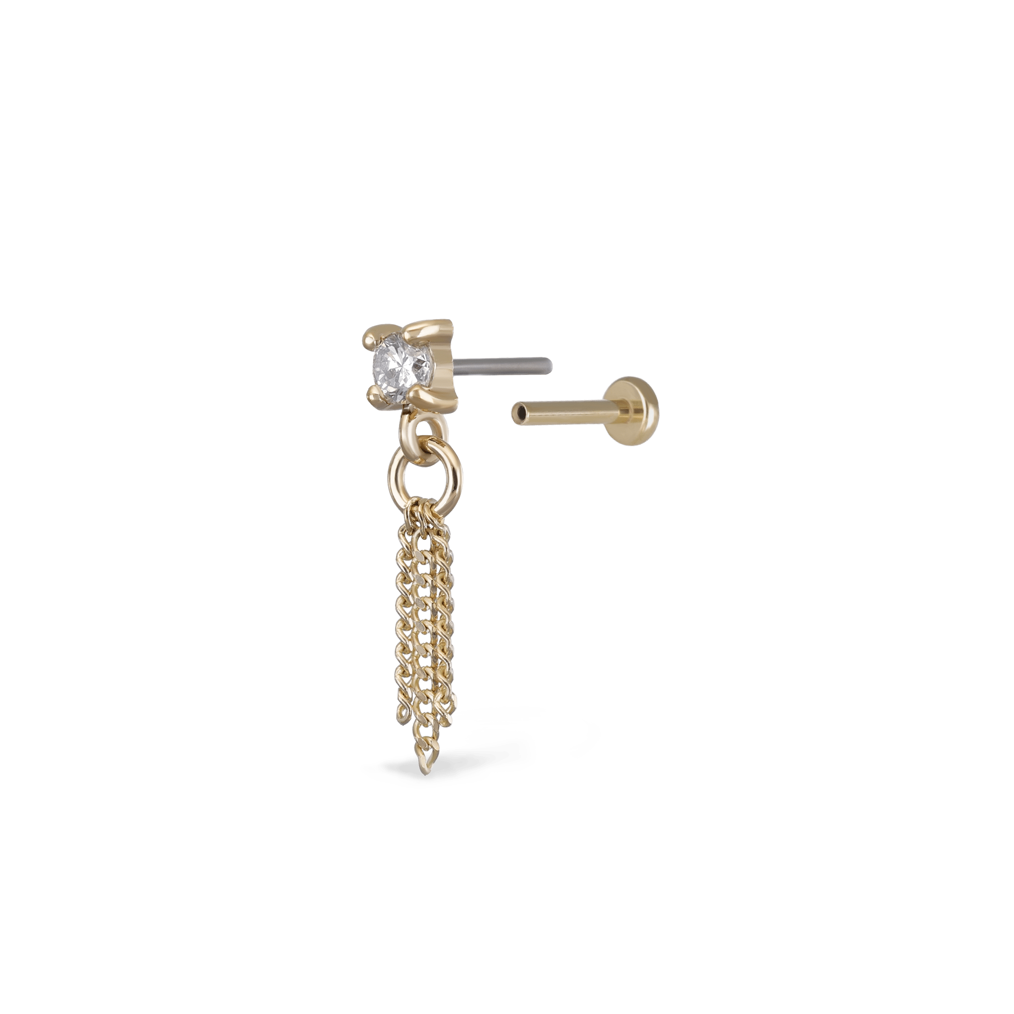 BEATTI Threadless Ends Breeze • 2mm Natural White Diamond 3 Curb Chain Tassel Breeze • 2mm Natural White Diamond 3 Curb Chain Tassel