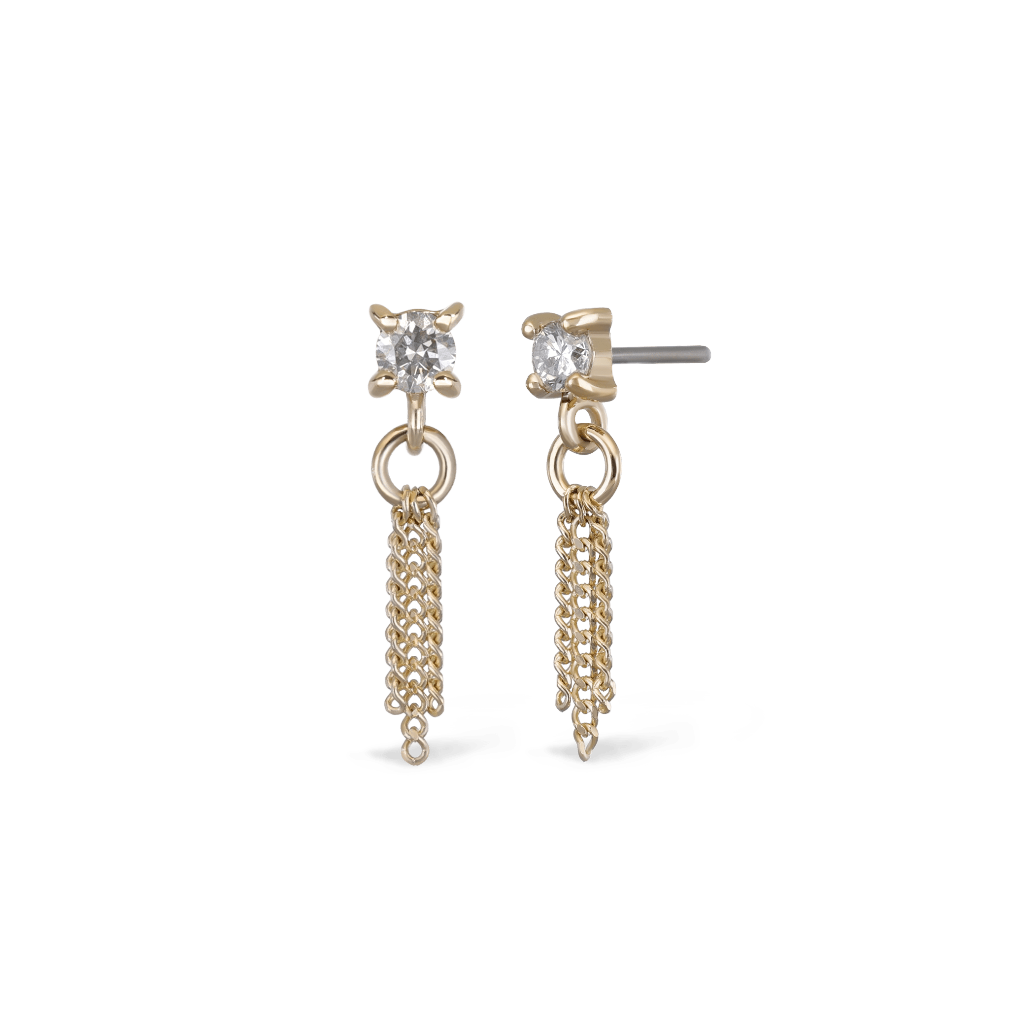 BEATTI Threadless Ends Gold / White Diamond Breeze • 2mm Natural White Diamond 3 Curb Chain Tassel BTEG040-WD Breeze • 2mm Natural White Diamond 3 Curb Chain Tassel