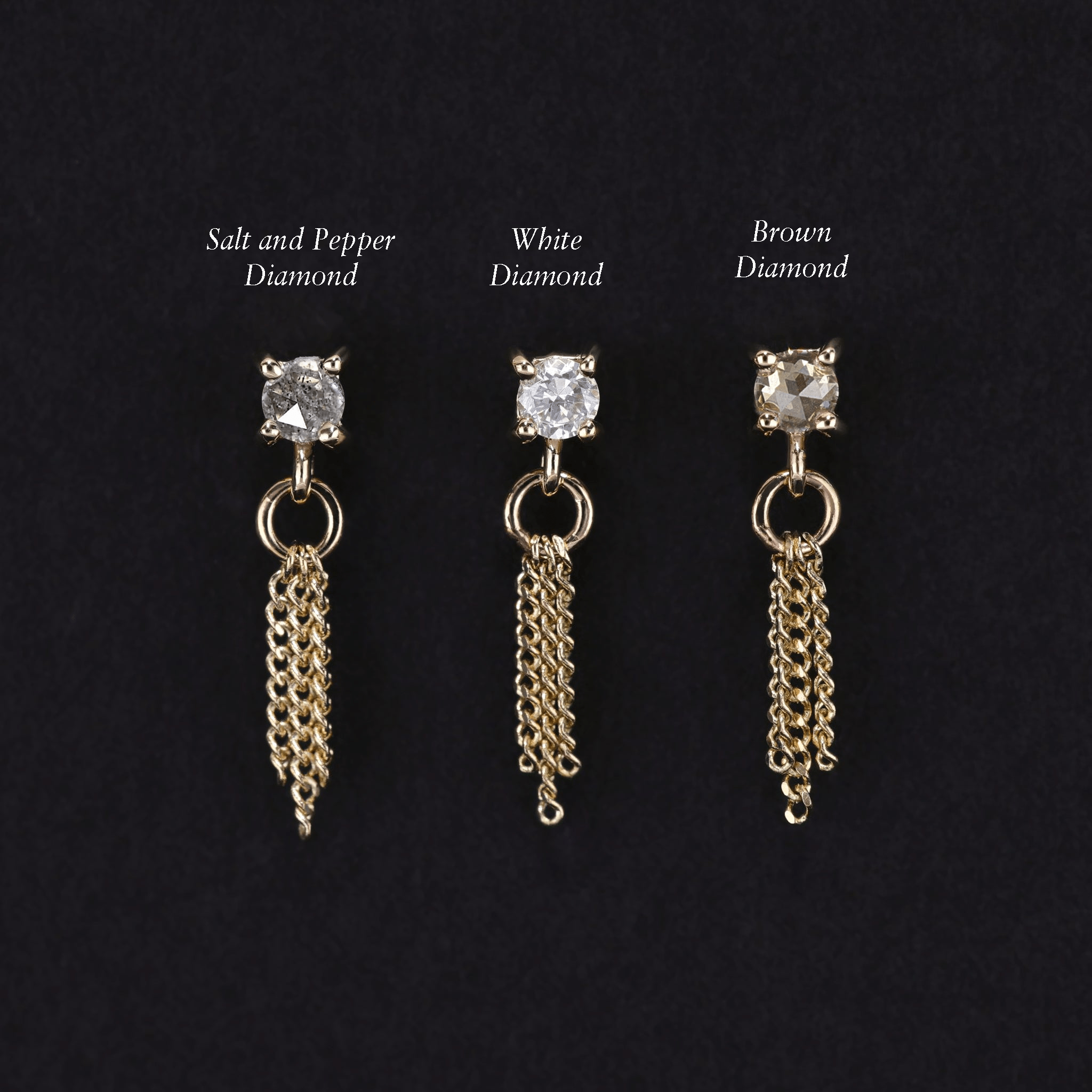 BEATTI Threadless Ends Breeze • 2mm Natural Diamond 3 Curb Chain Tassel Breeze • 2mm Natural Diamond 3 Curb Chain Tassel