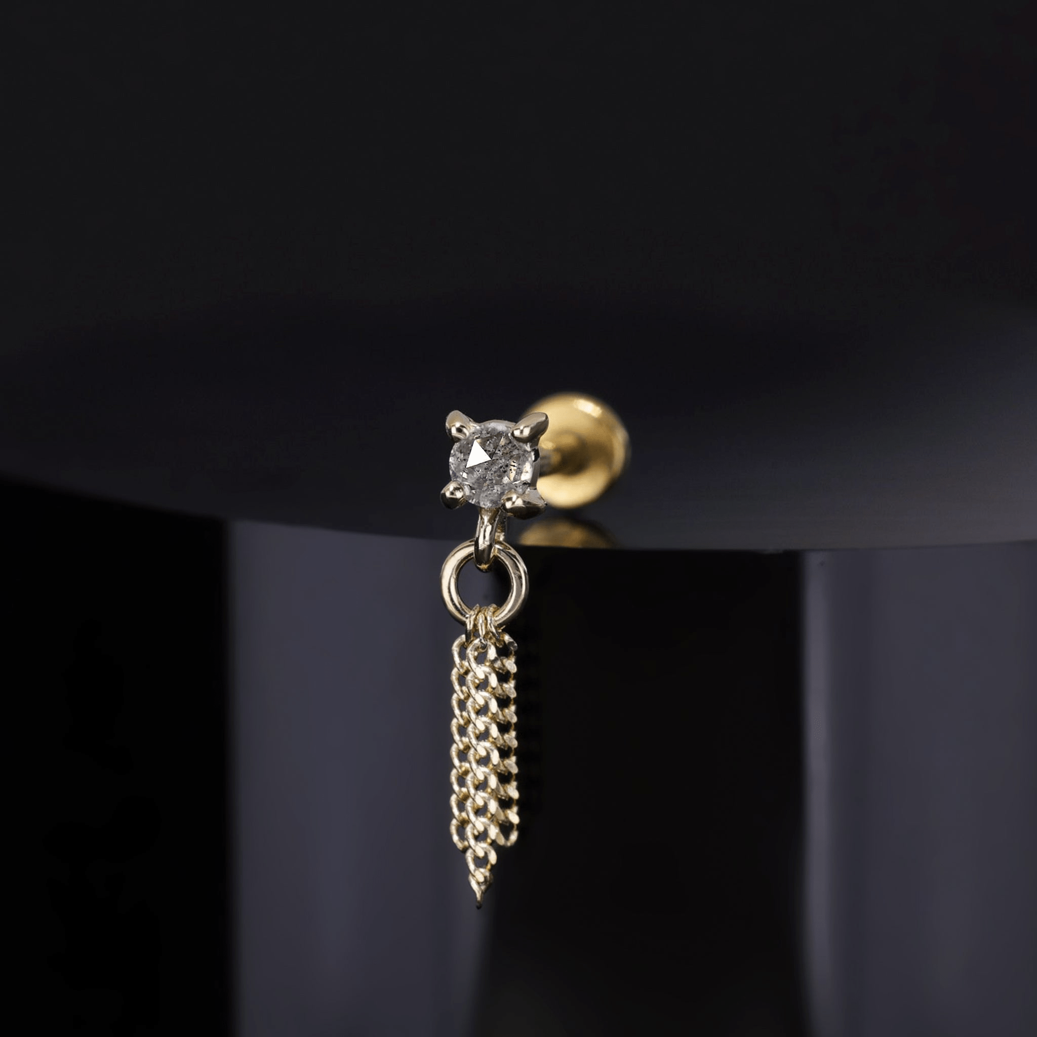 BEATTI Threadless Ends Breeze • 2mm Natural Diamond 3 Curb Chain Tassel Breeze • 2mm Natural Diamond 3 Curb Chain Tassel