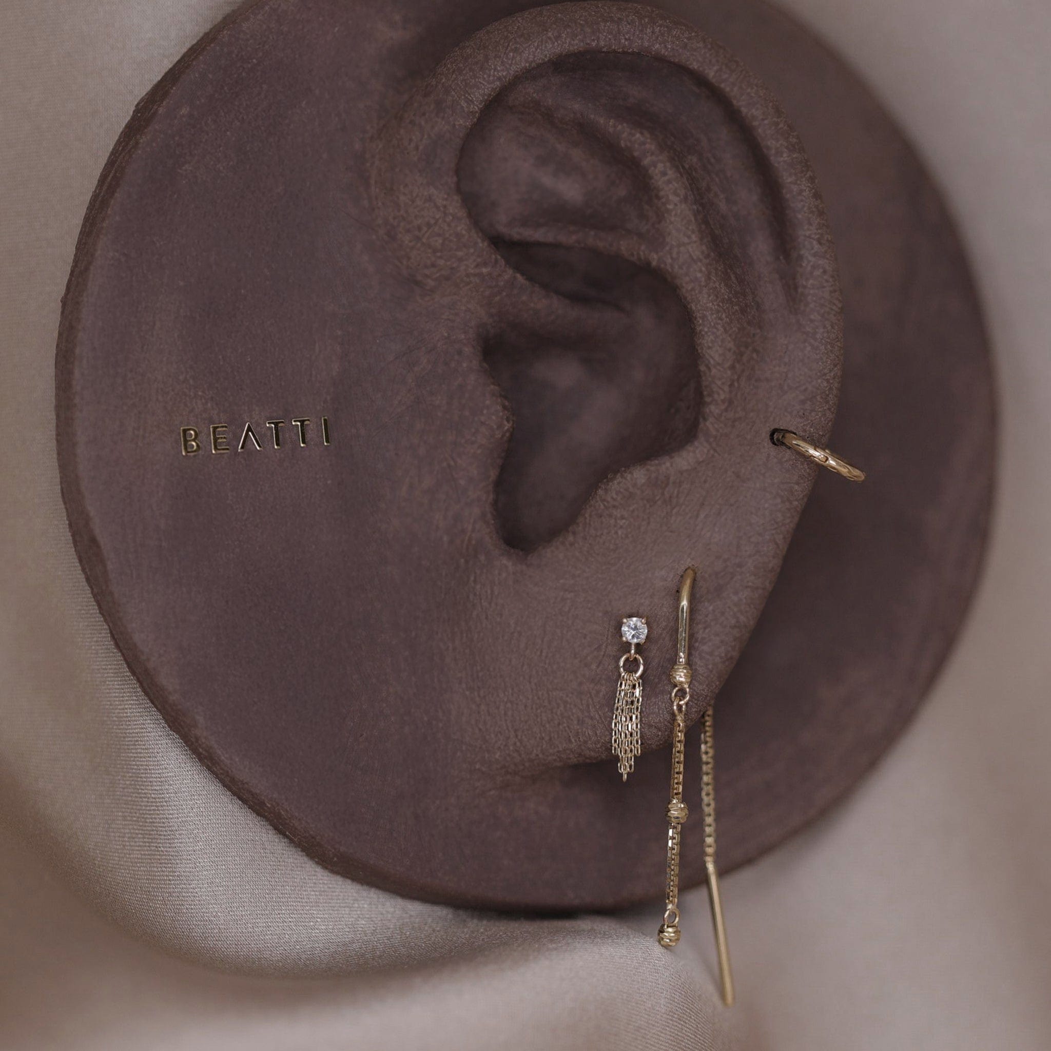 BEATTI Threadless Ends Gold / White Diamond Breeze II • 2mm White Diamond 5 Fine Cable Chain Tassel BTEG040A WD Breeze II • 2mm White Diamond 5 Fine Cable Chain Tassel