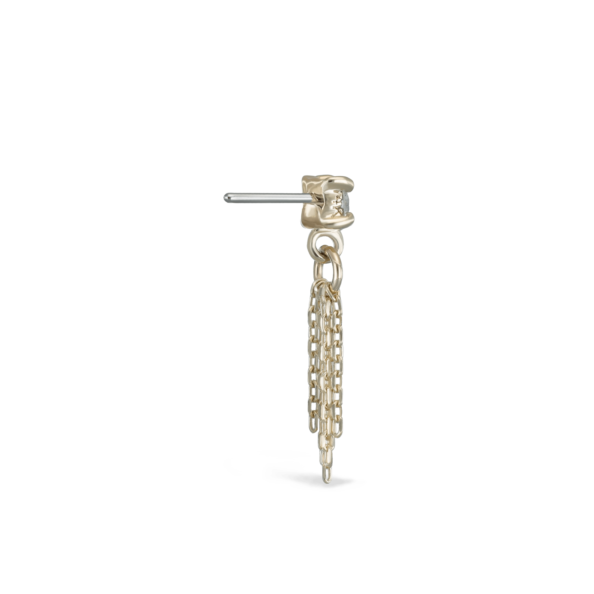 BEATTI Threadless Ends Gold / White Diamond Breeze II • 2mm White Diamond 5 Fine Cable Chain Tassel BTEG040A WD Breeze II • 2mm White Diamond 5 Fine Cable Chain Tassel