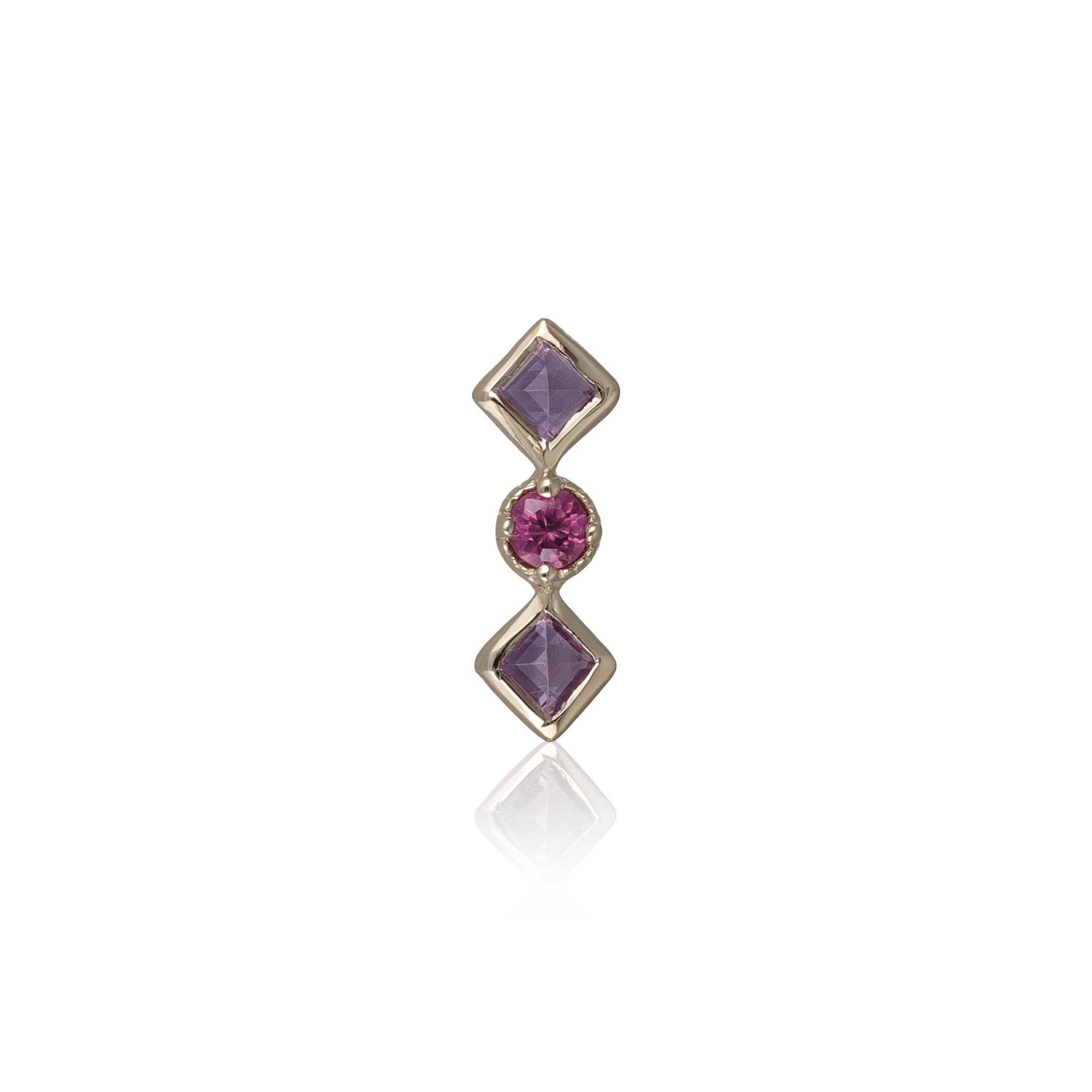 BEATTI Threadless Ends Gold / Amethyst + Rhodolite Garnet Cecilia • Amethyst + Rhodolite Garnet Threadless Ends BTPR035_RG-AB Cecilia • Amethyst + Rhodolite Garnet Threadless Ends
