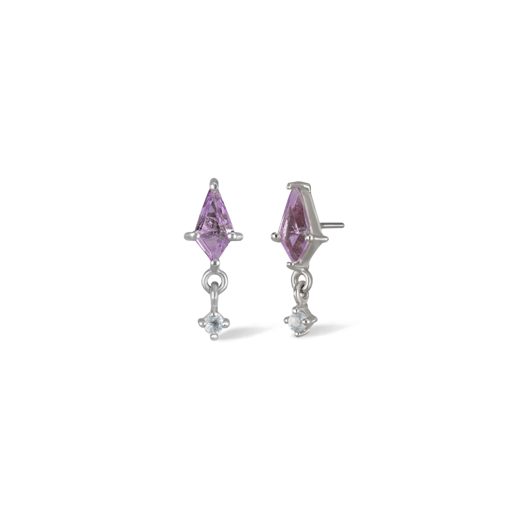 BEATTI Threadless Ends Silver / Amethyst + Moonstone Celeste • Amethyst Moonstone Threadless Ends BTE018 Celeste • Amethyst Moonstone Threadless Ends