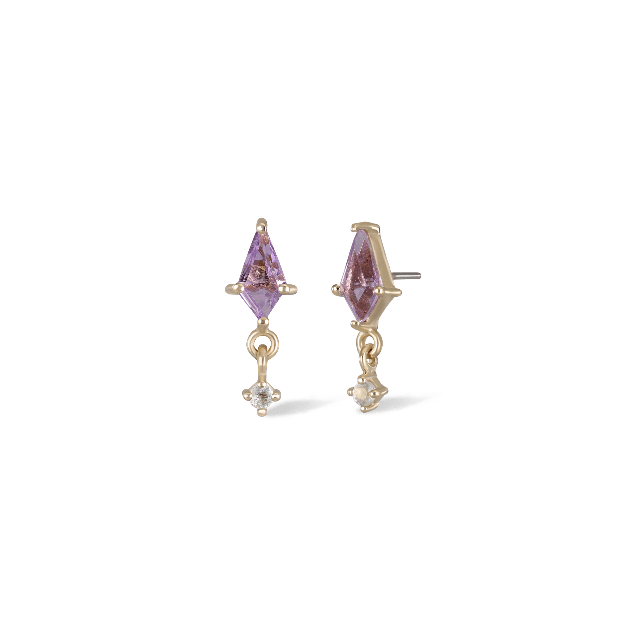 BEATTI Threadless Ends Gold / Amethyst + Moonstone Celeste • Natural Gemstone Threadless Ends BTE018 GOLD Celeste • Natural Gemstone Threadless Ends