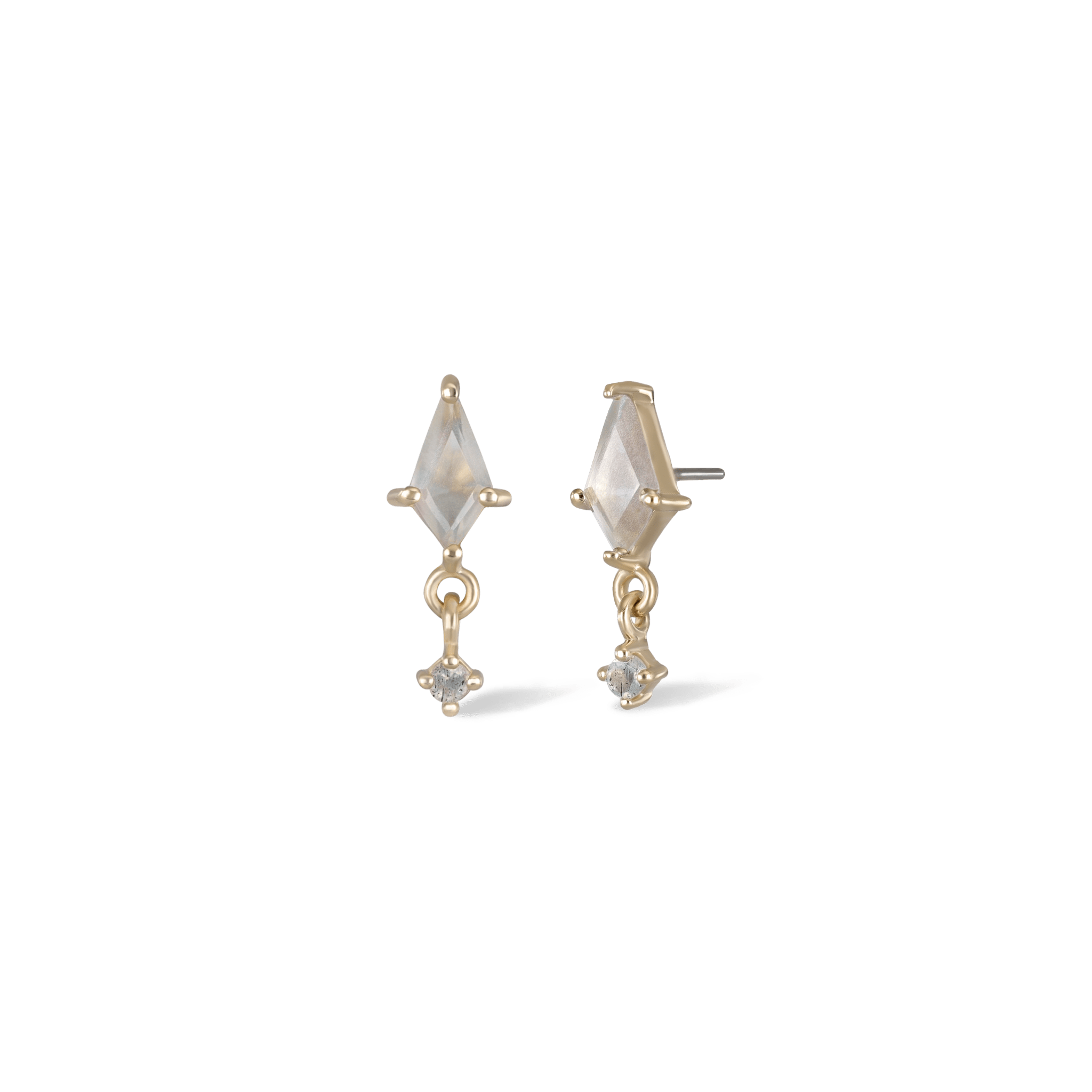 BEATTI Threadless Ends Gold / Grey Moonstone + Labradorite Celeste • Natural Gemstone Threadless Ends BTE018 GOLD Celeste • Natural Gemstone Threadless Ends