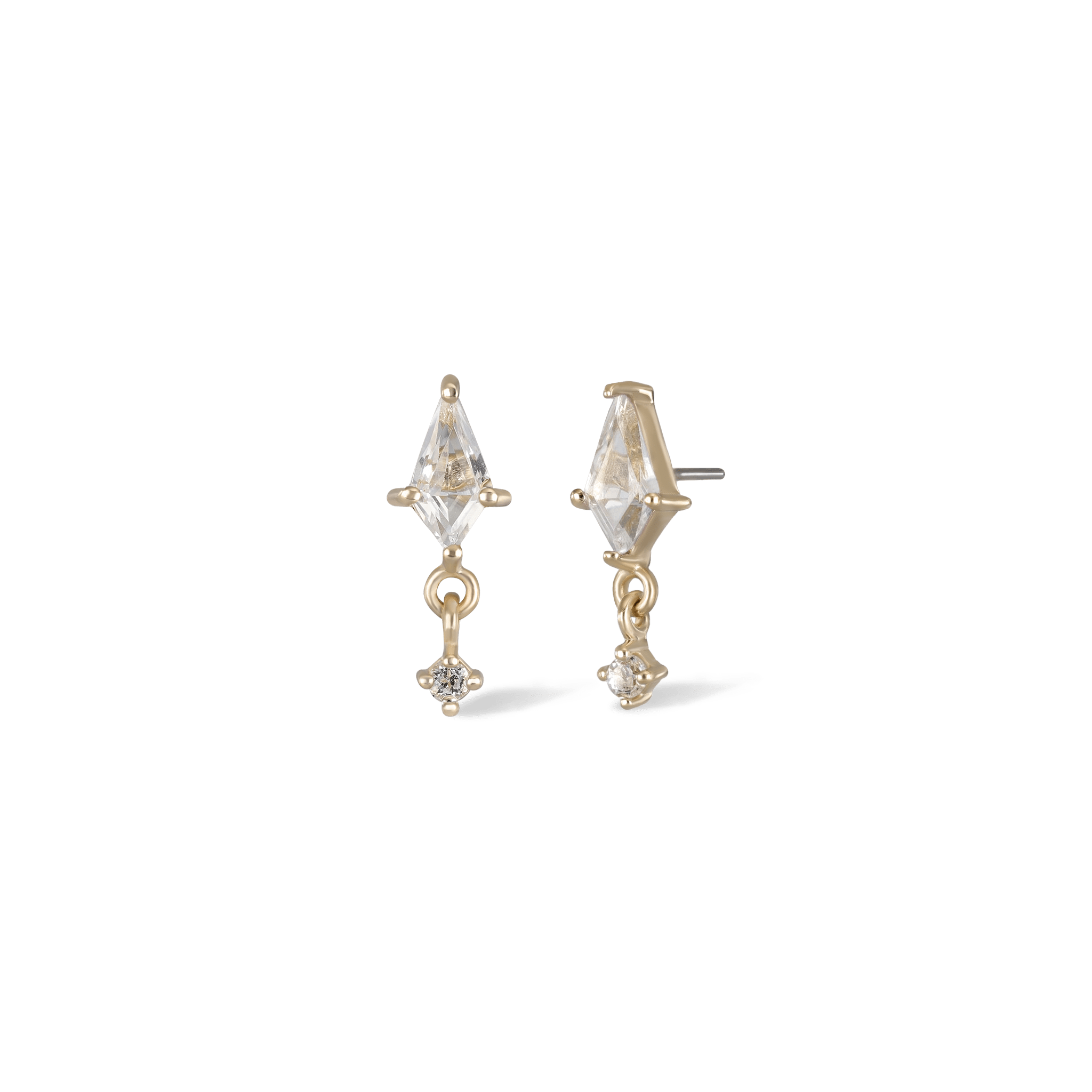 BEATTI Threadless Ends Gold / White Topaz Celeste • White Topaz Threadless Ends BTE018 Celeste • White Topaz Threadless Ends